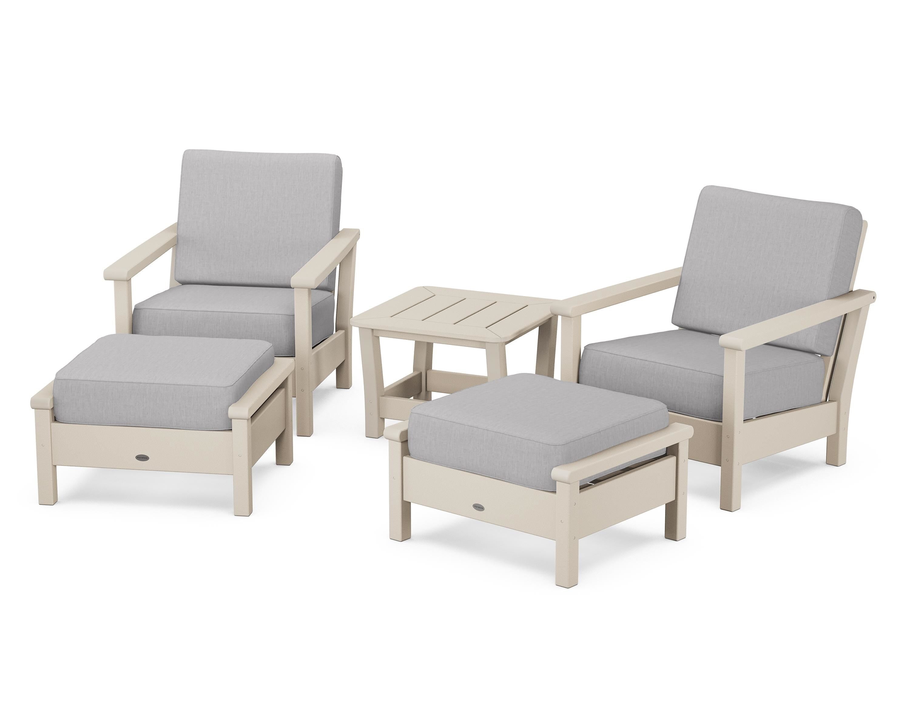POLYWOOD Harbour 5-Piece Deep Seating Chair Set in Sand / Granite