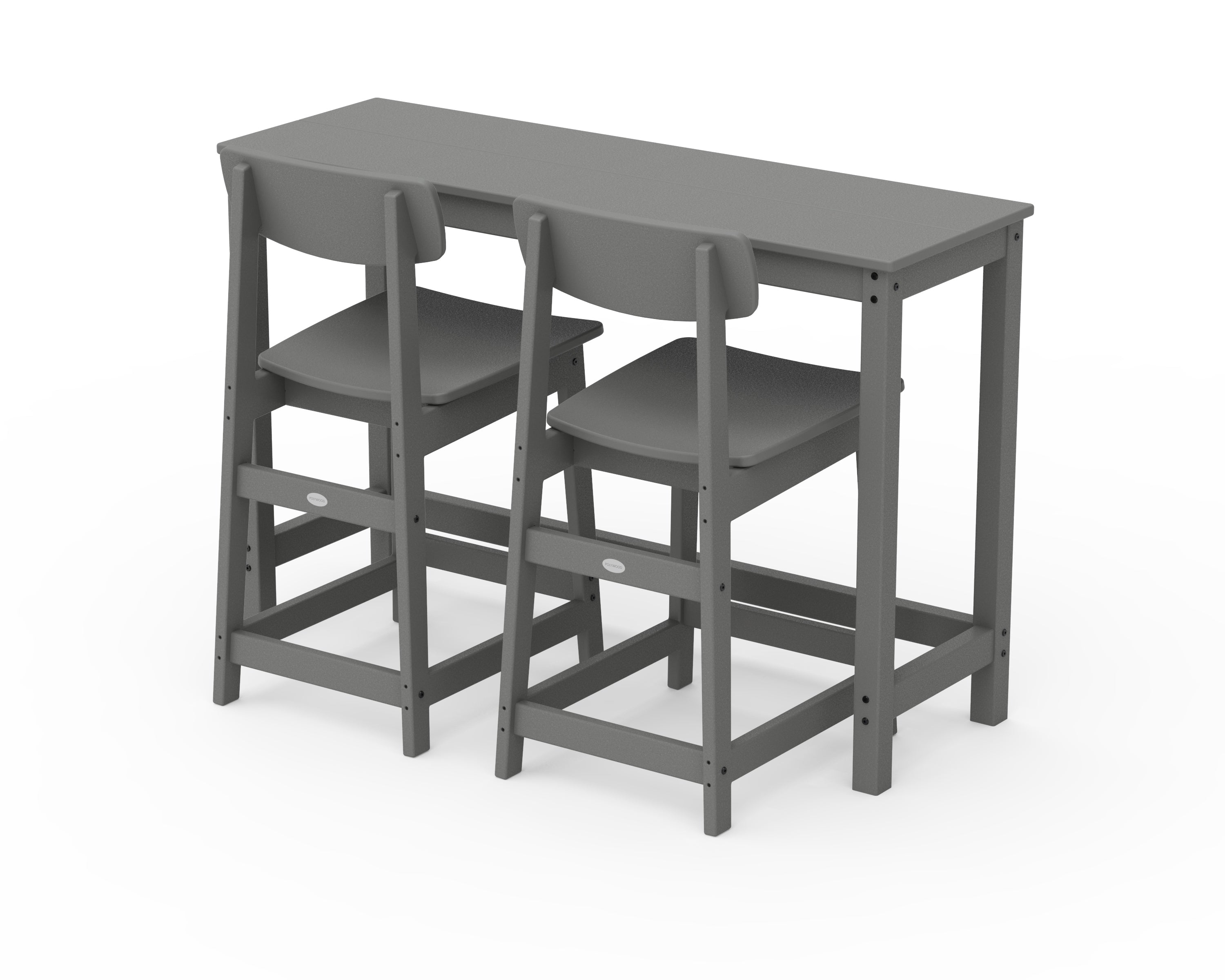 POLYWOOD Modern Studio Urban Counter Chair 3-Piece Balcony Set in Slate Grey
