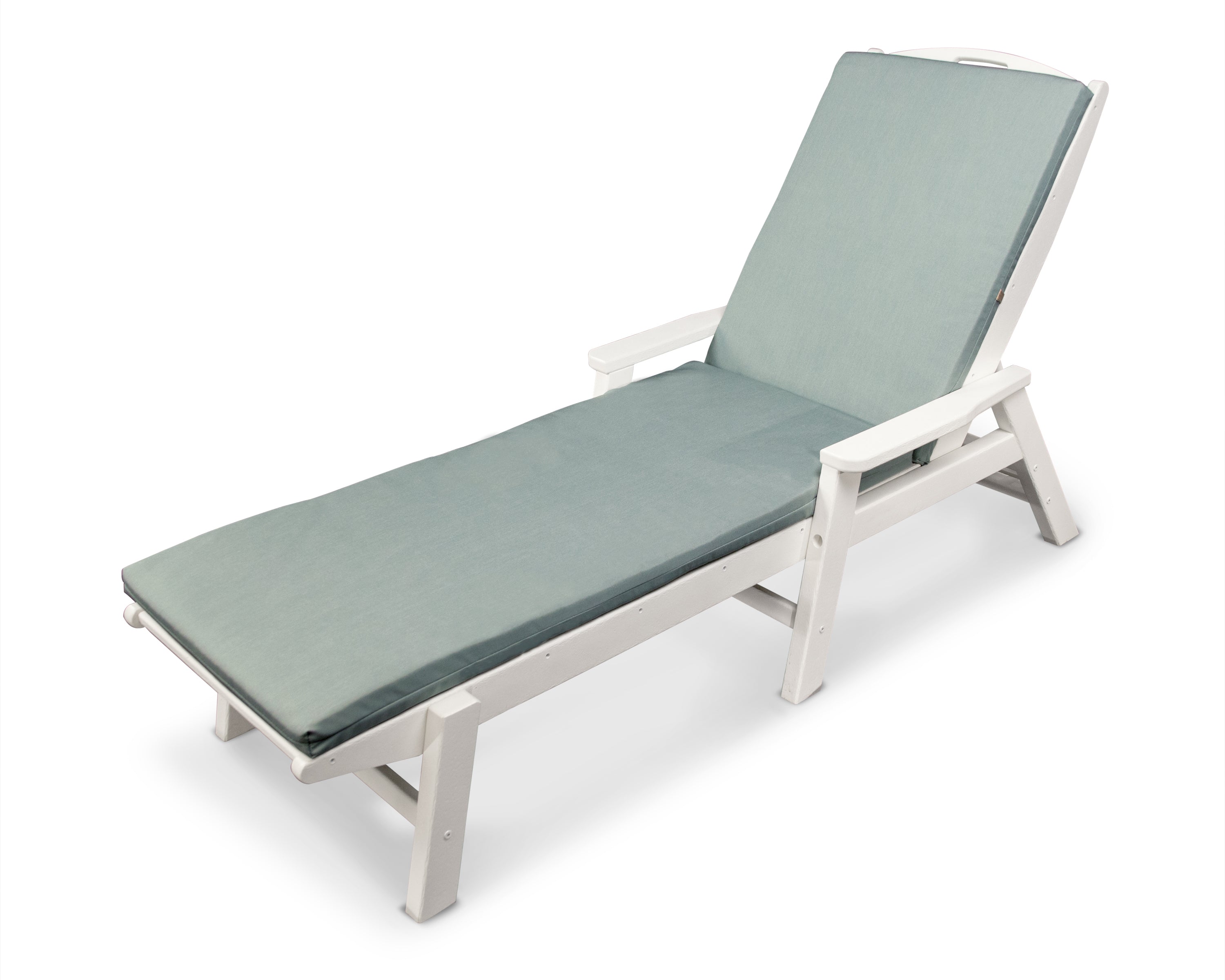 POLYWOOD® Nautical Chaise with Arms and Ateeva™ Cushion in White / Spa