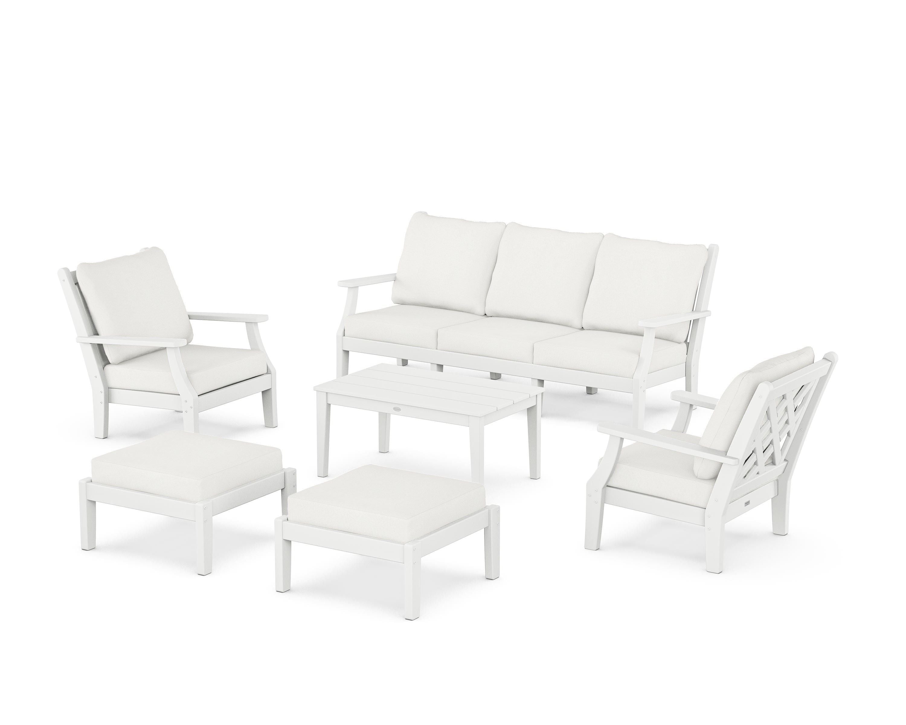 Country Living Wovendale 6-Piece Lounge Sofa Set in White / Natural Linen