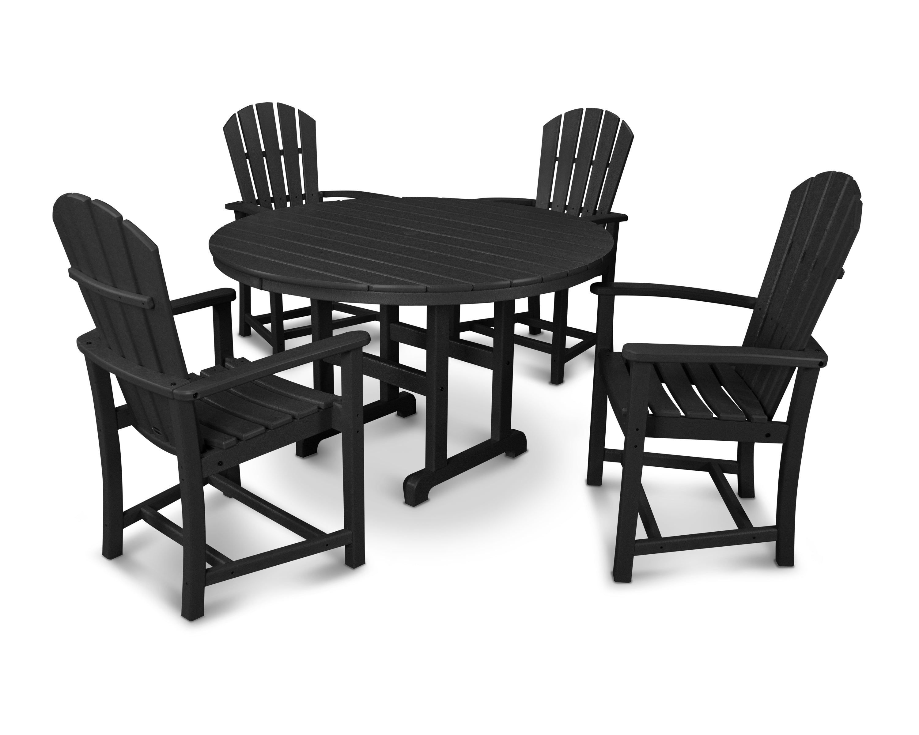 POLYWOOD® Palm Coast 5-Piece Round Farmhouse Dining Set in Black