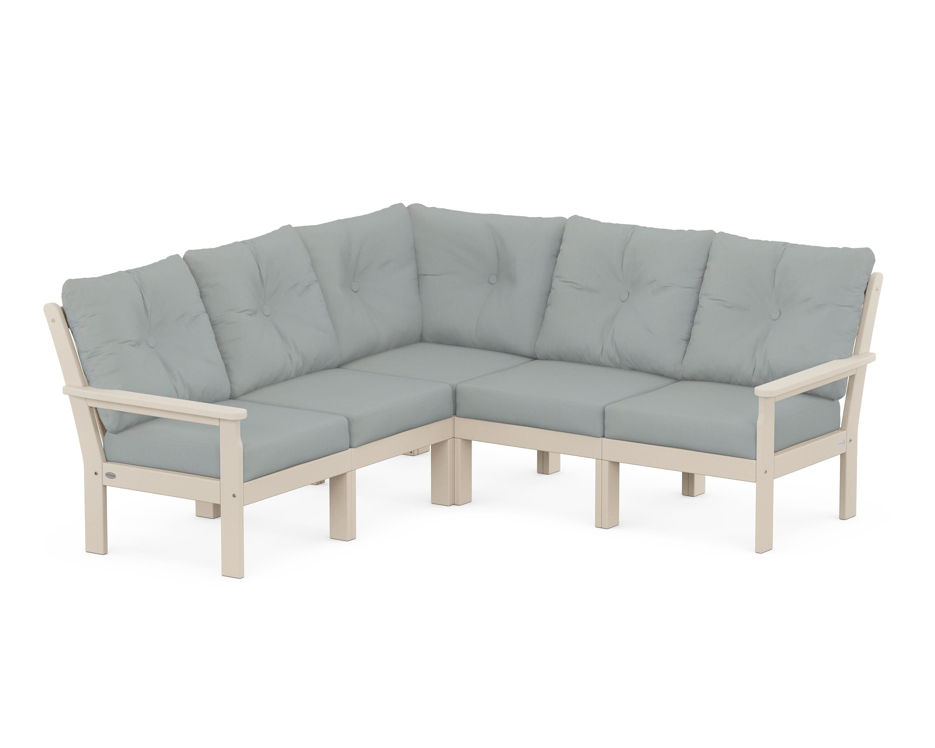 POLYWOOD Vineyard 5-Piece Sectional in Sand / Spa