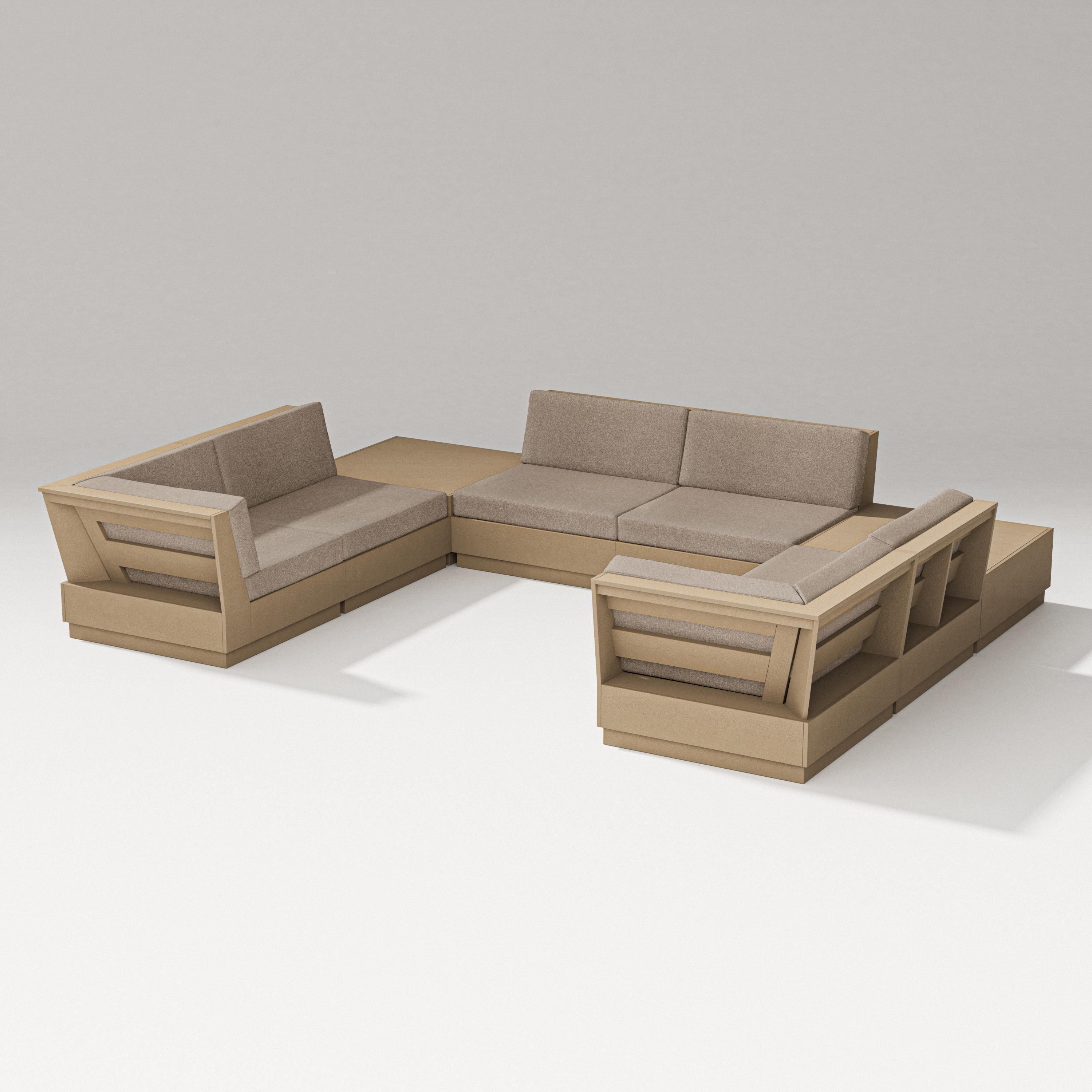 PW Designer Series Elevate 8-Piece U-Shaped Sectional in Vintage Sahara / Spiced Burlap
