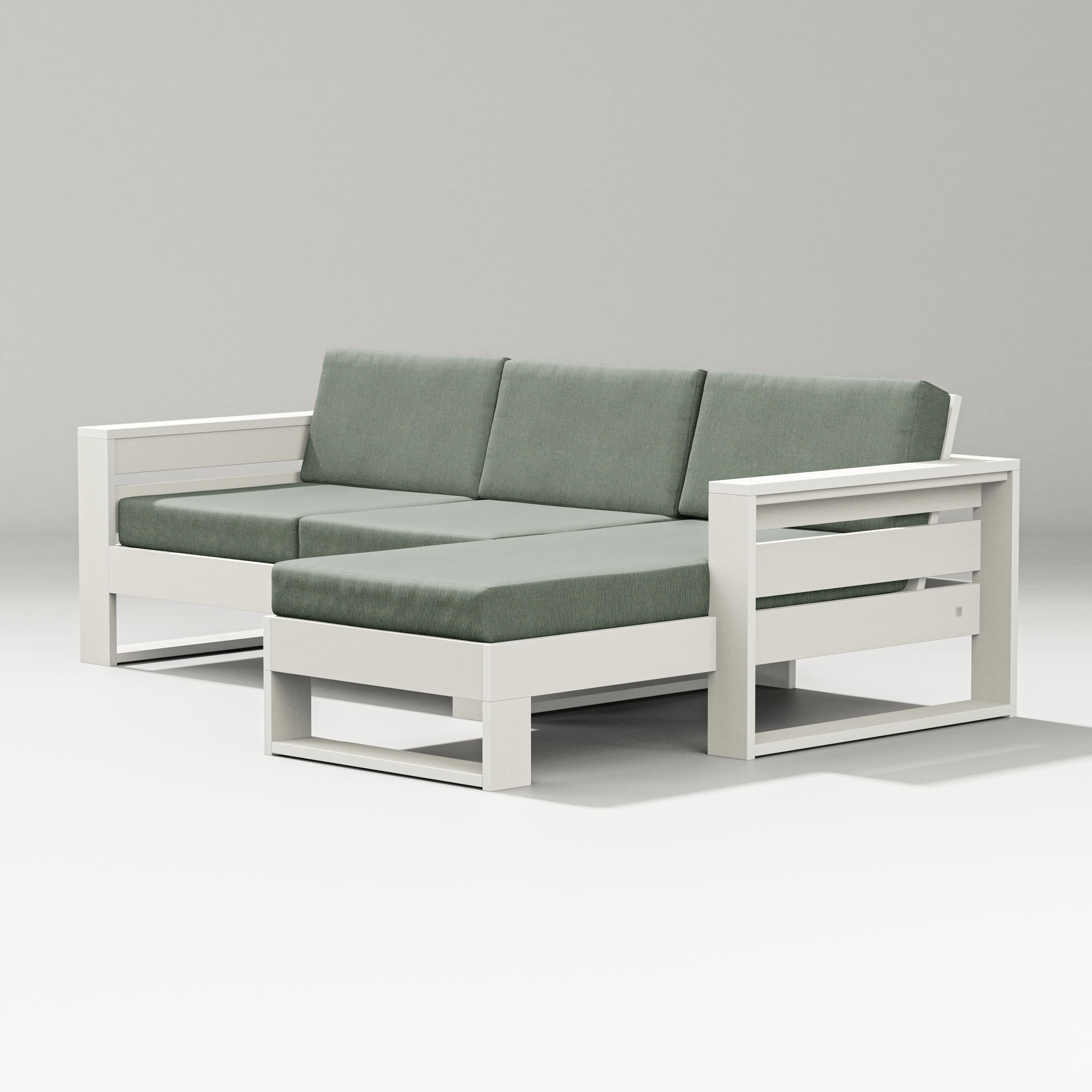 PW Designer Series Latitude Right Chaise Sectional in Vintage White / Cast Sage