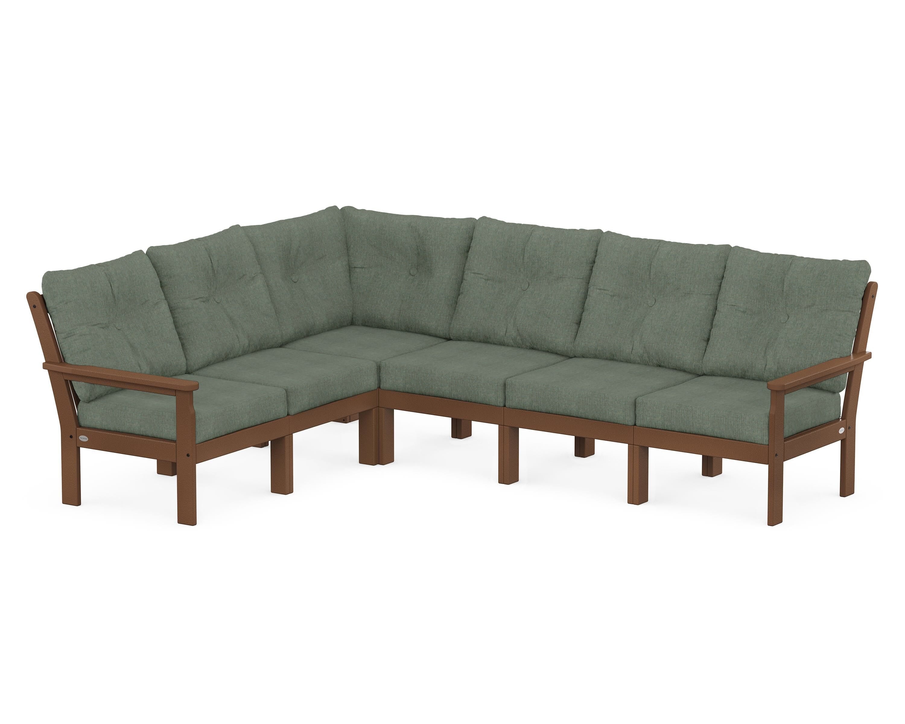 POLYWOOD Vineyard 6-Piece Sectional in Teak / Cast Sage
