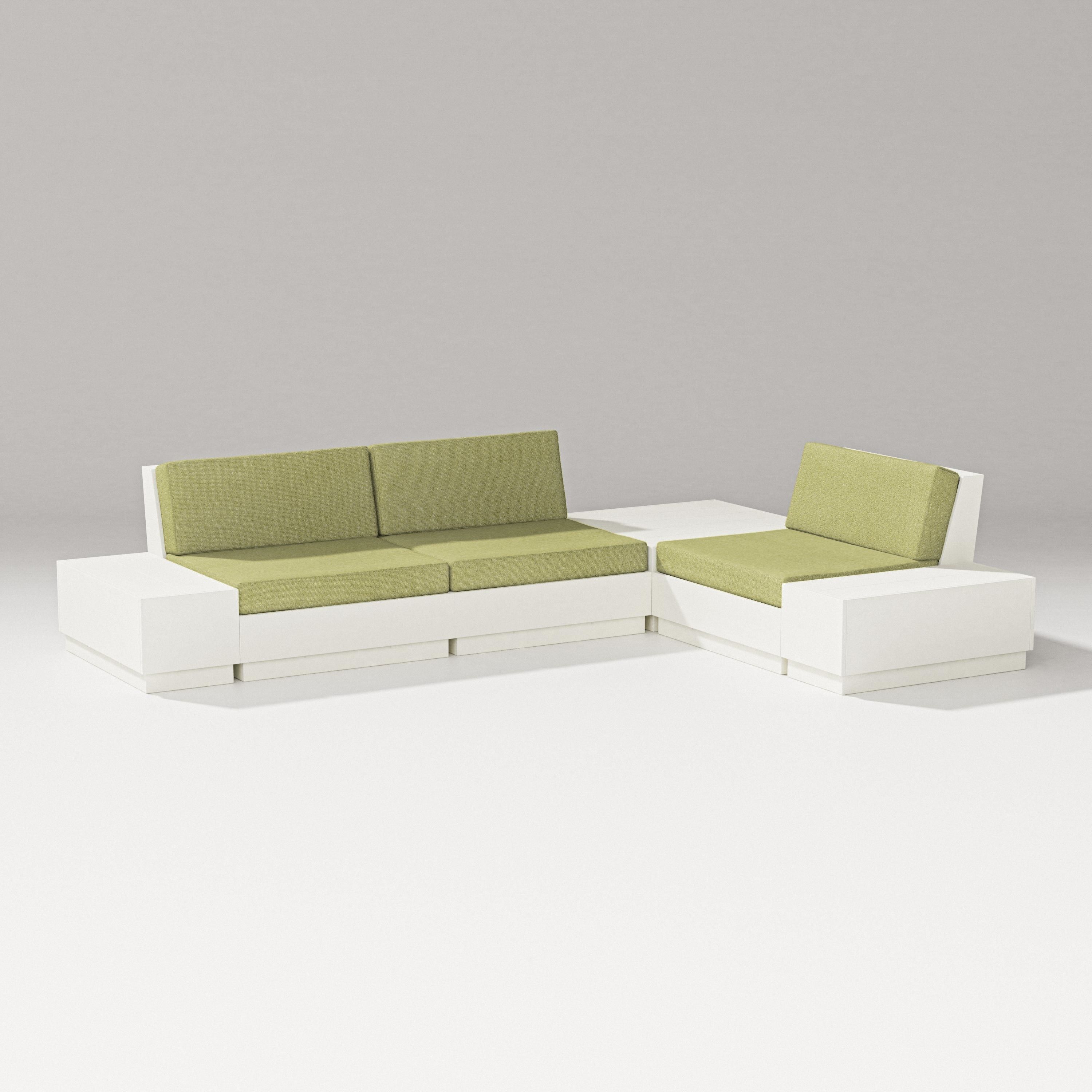 PW Designer Series Elevate 6-Piece Corner Sectional in Vintage White / Chartreuse Boucle