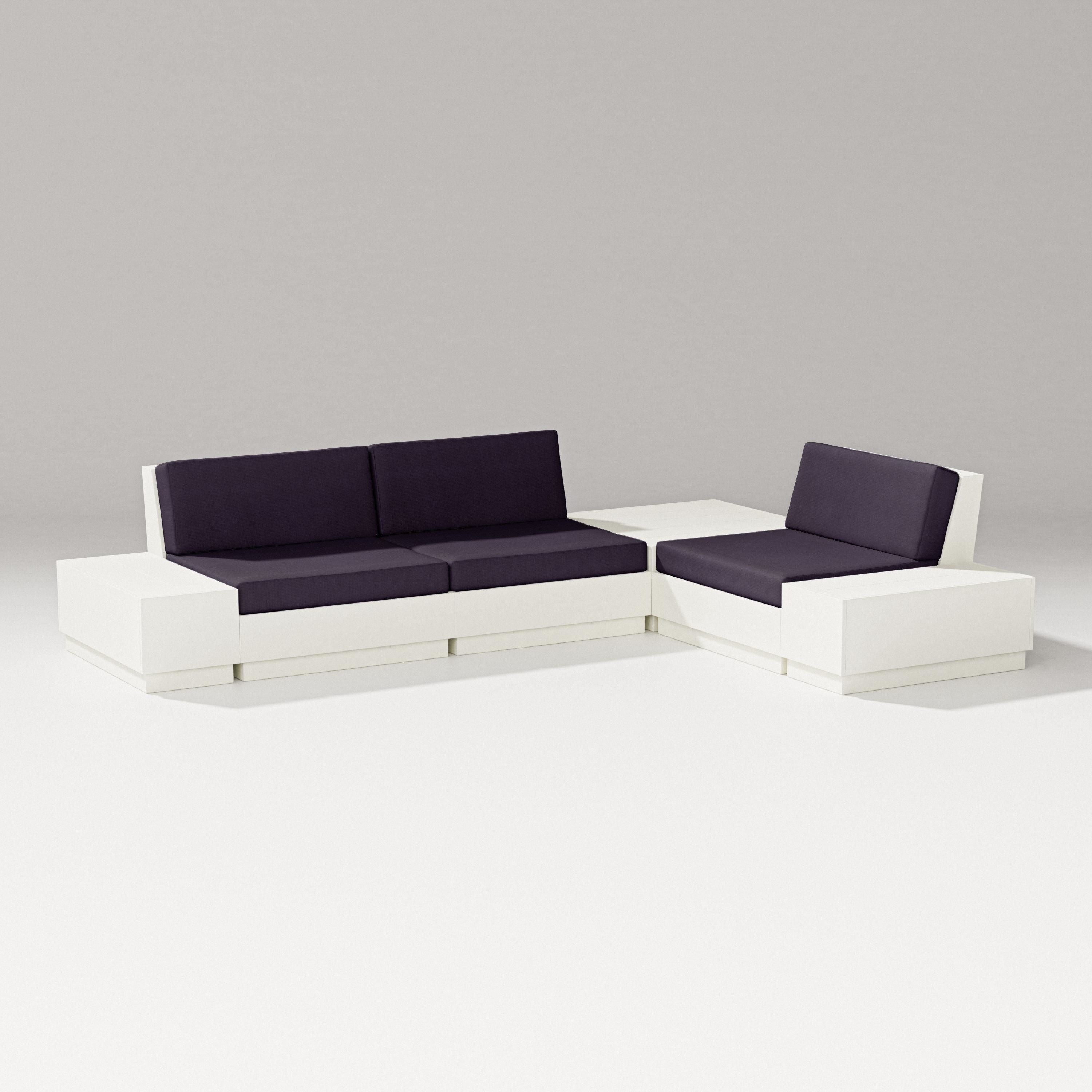 PW Designer Series Elevate 6-Piece Corner Sectional in Vintage White / Navy Linen