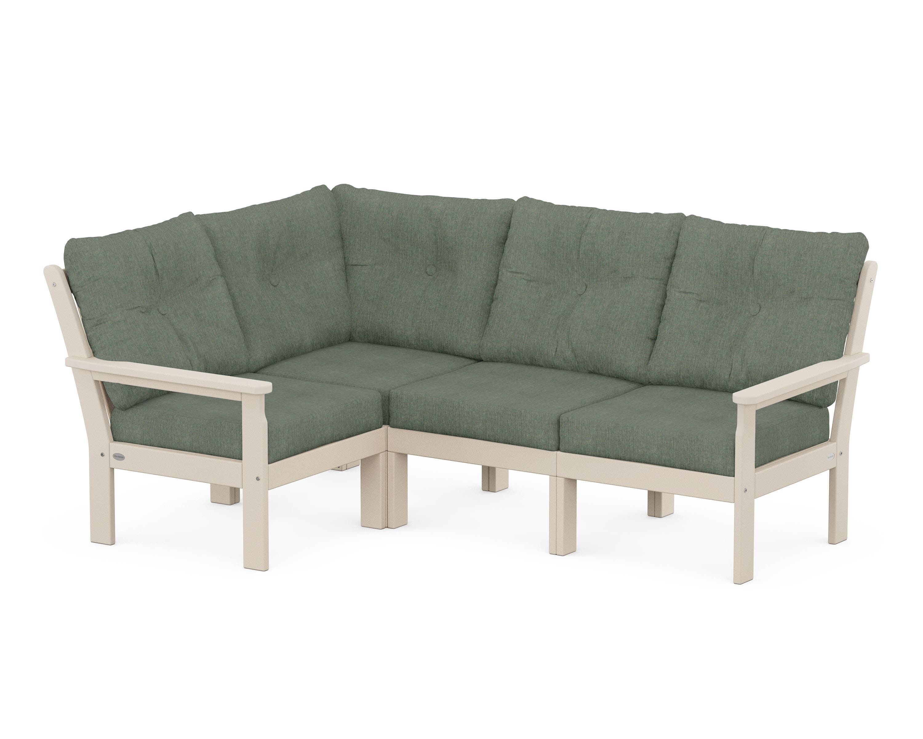 POLYWOOD Vineyard 4-Piece Sectional in Sand / Cast Sage