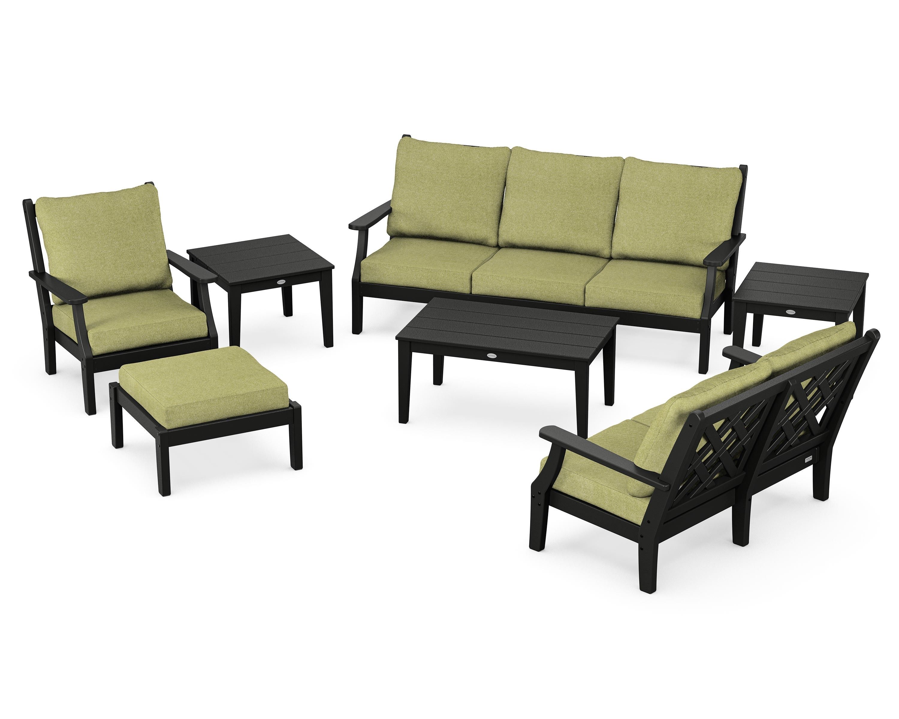 Country Living Wovendale 7-Piece Deep Seating Set in Black / Chartreuse Boucle
