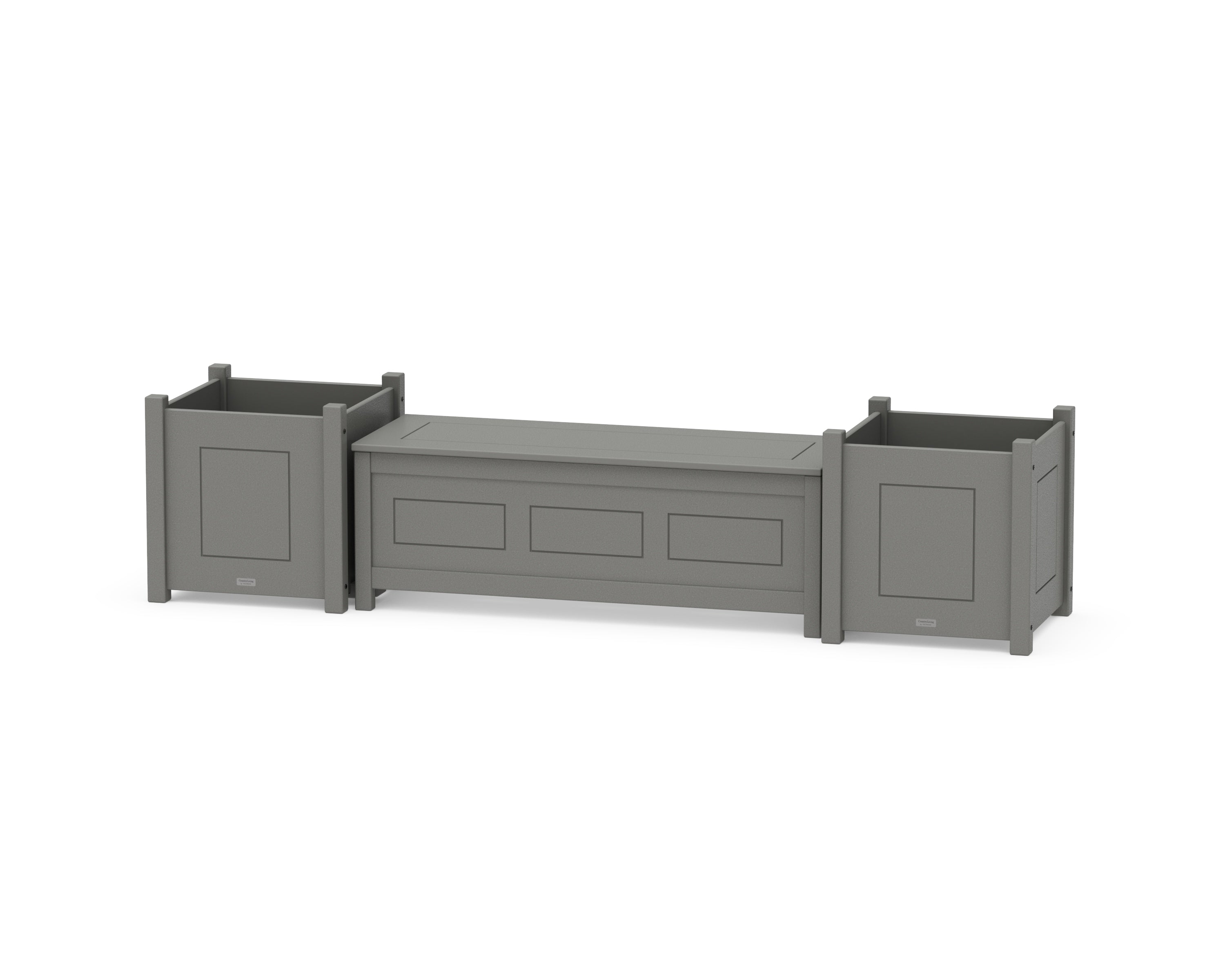 Country Living 48" Country Living Straight Planter Storage Bench Set- Large in Slate Grey