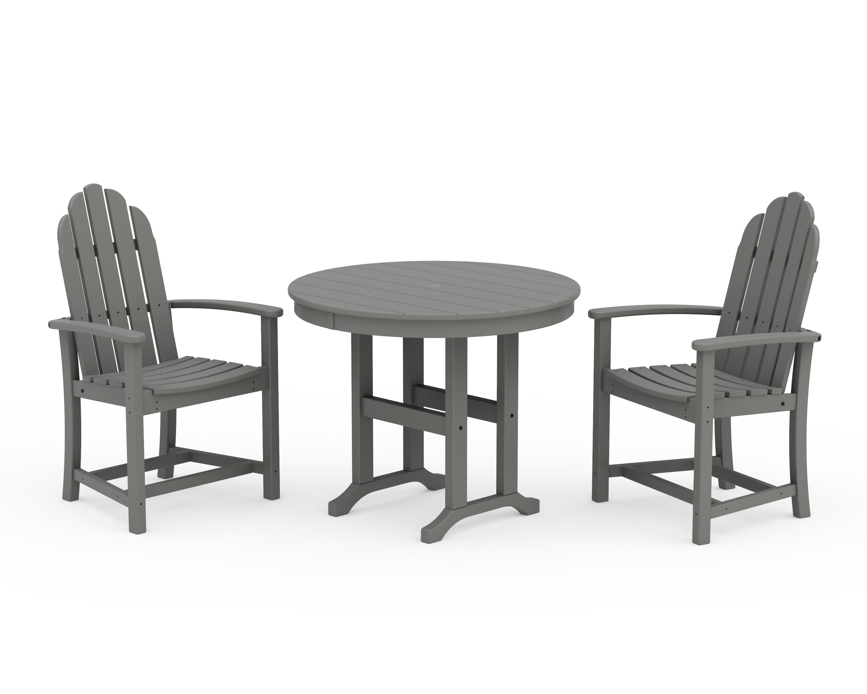 POLYWOOD Classic Adirondack 3-Piece Round Dining Set in Slate Grey