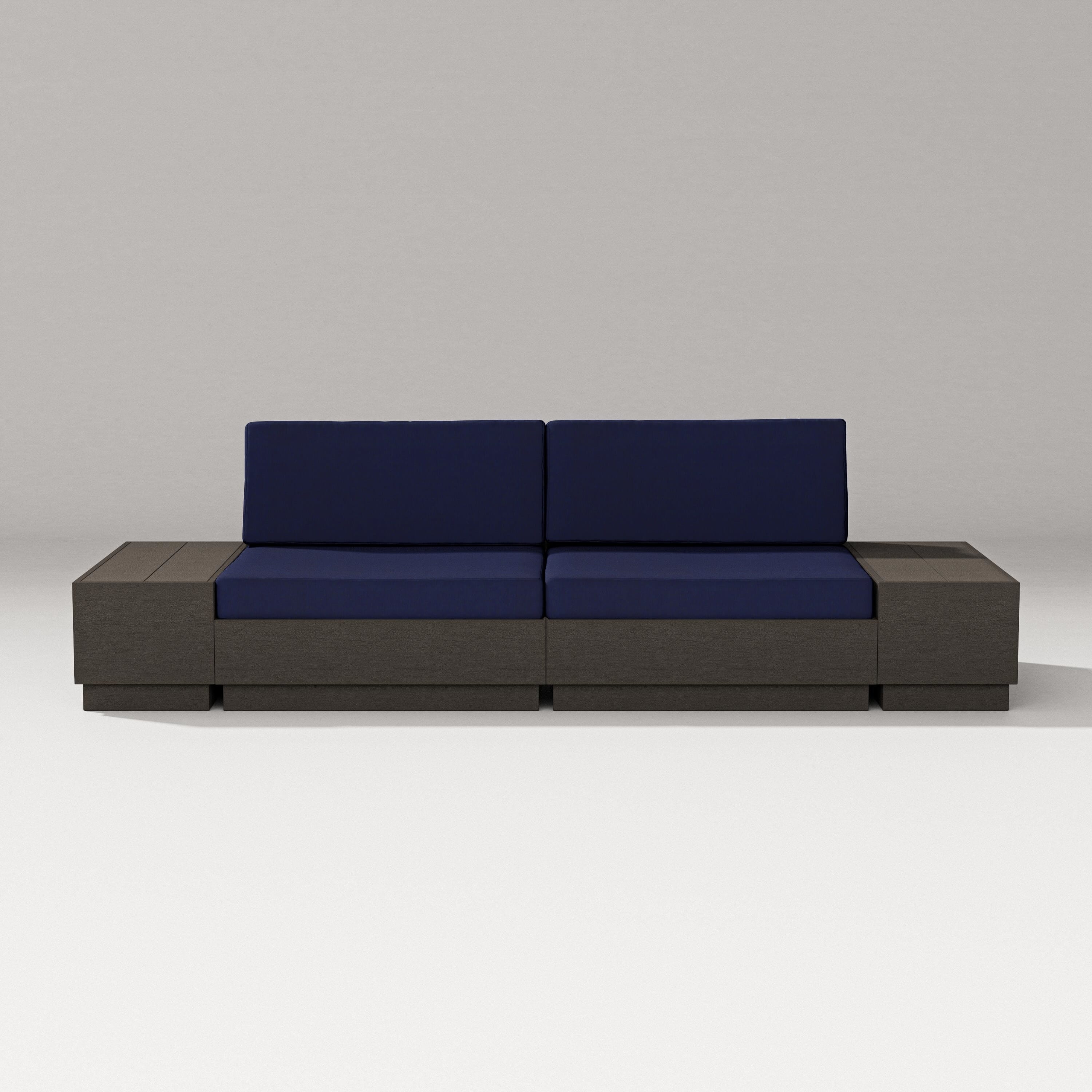 PW Designer Series Elevate 4-Piece Loveseat Sectional in Vintage Coffee / Navy