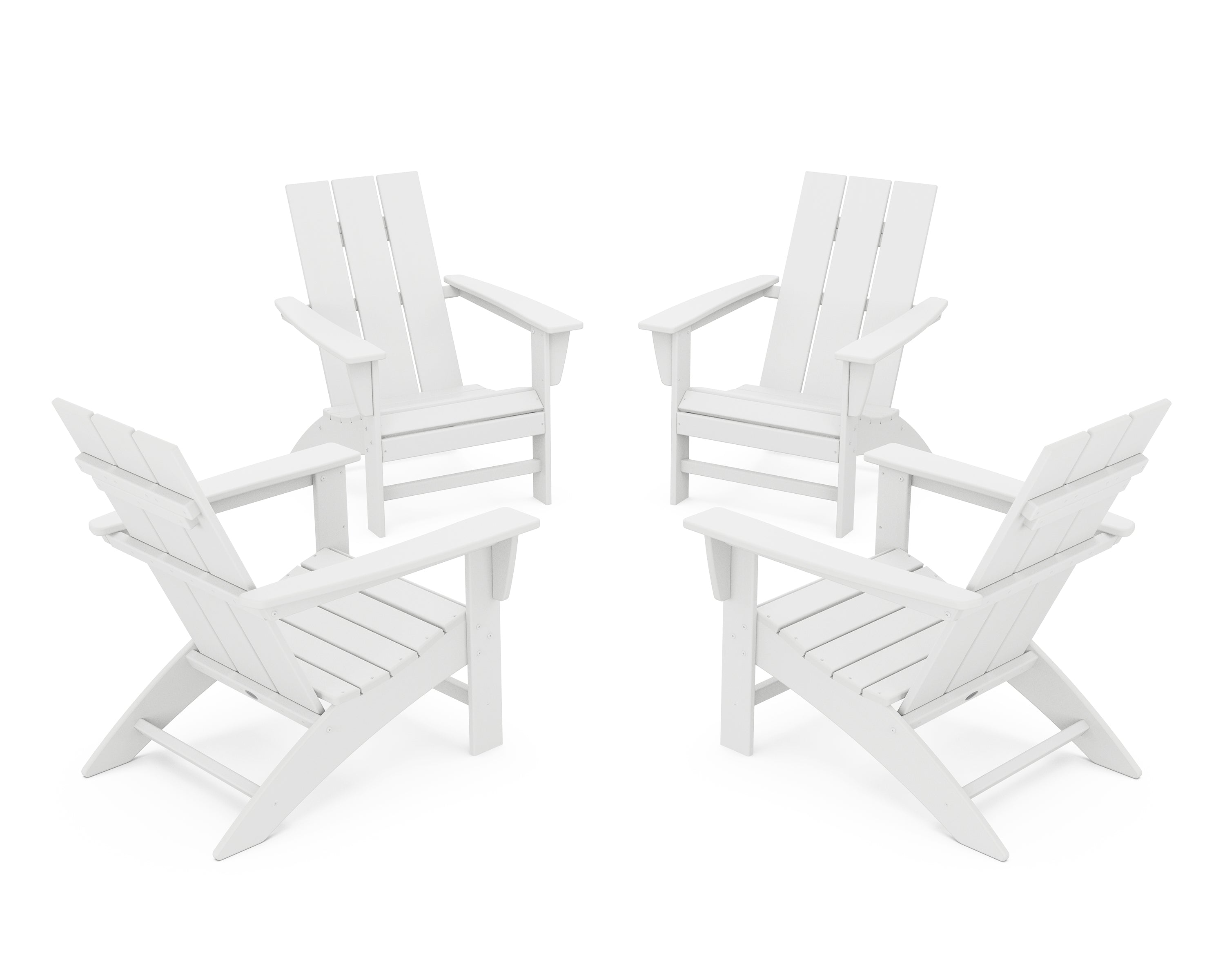 POLYWOOD® 4-Piece Modern Adirondack Chair Conversation Set in White