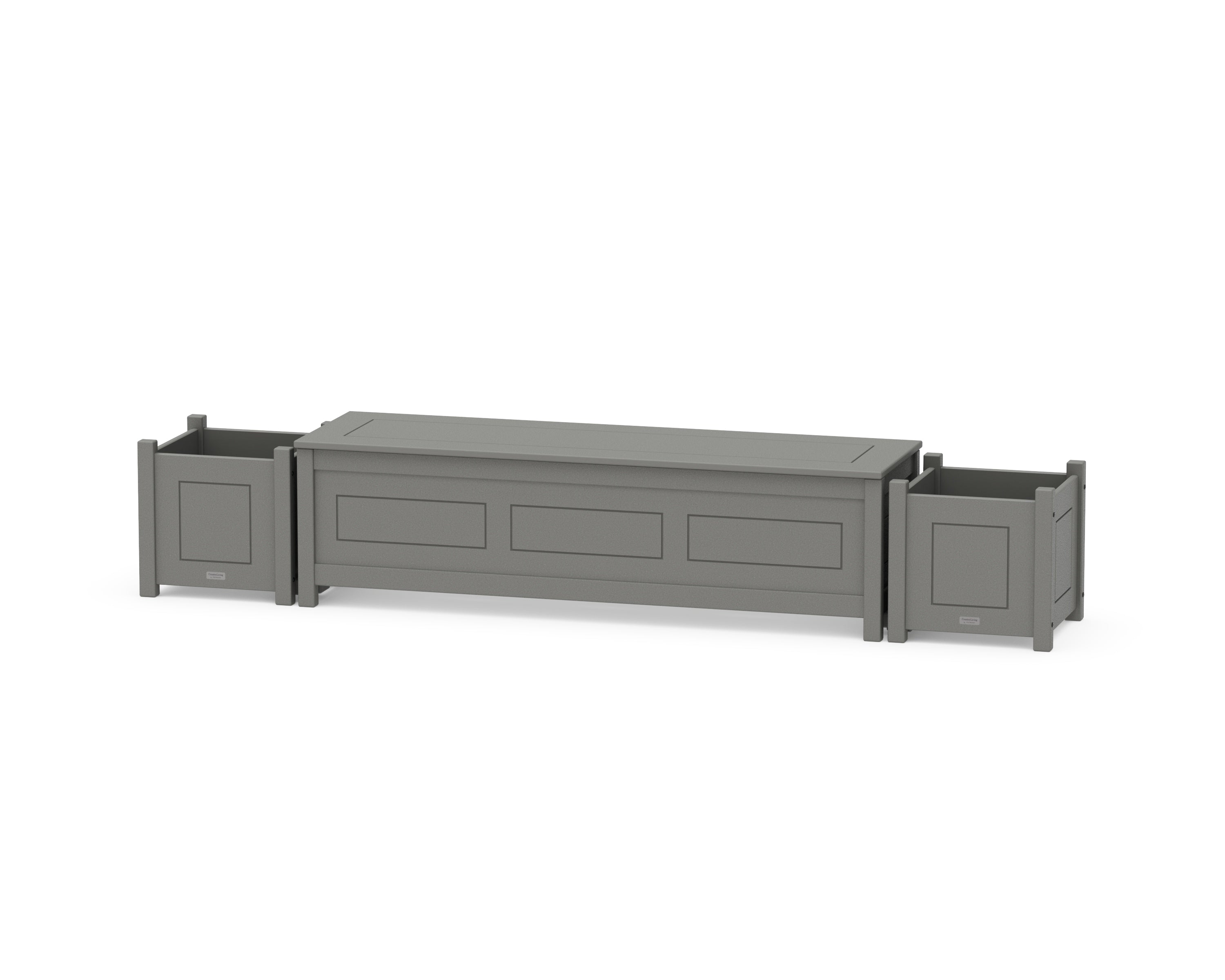 Country Living 60" Country Living Straight Planter Storage Bench Set in Slate Grey