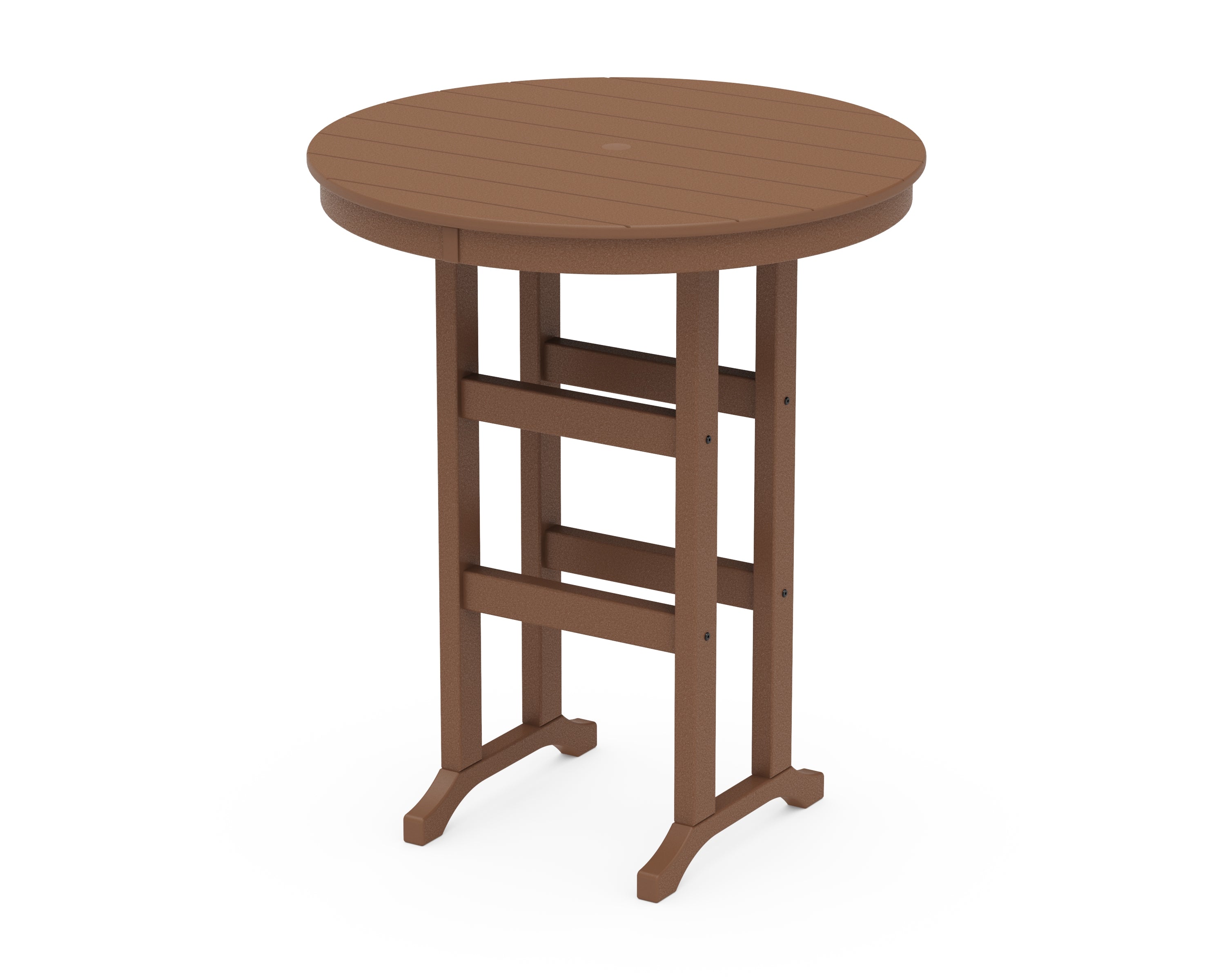 POLYWOOD 36" Round Farmhouse Bar Table in Teak
