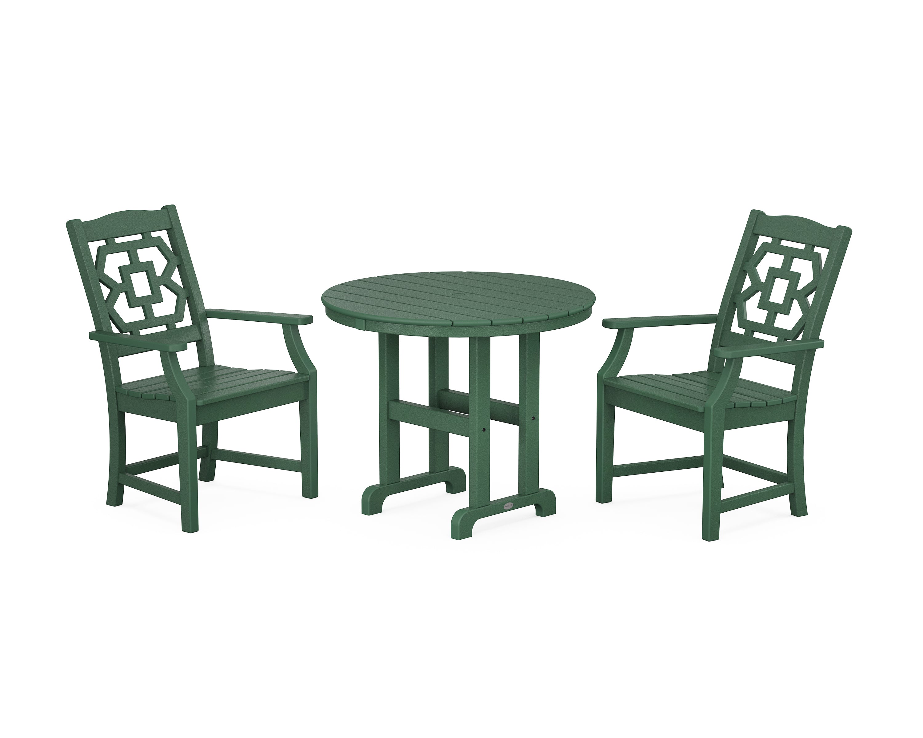 Martha Stewart by POLYWOOD® Chinoiserie 3-Piece Farmhouse Dining Set in Green