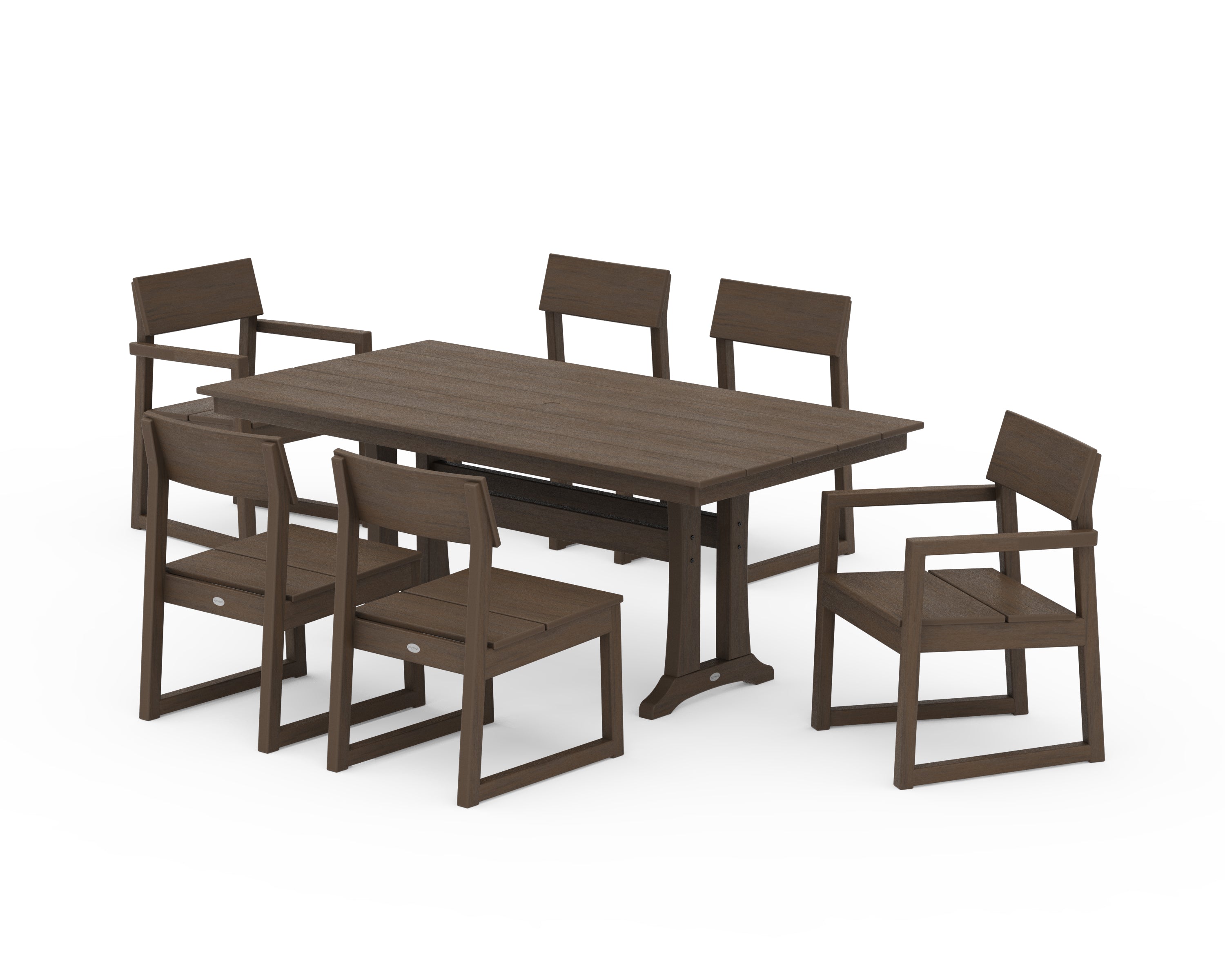 POLYWOOD EDGE 7-Piece Farmhouse Trestle Dining Set in Kona