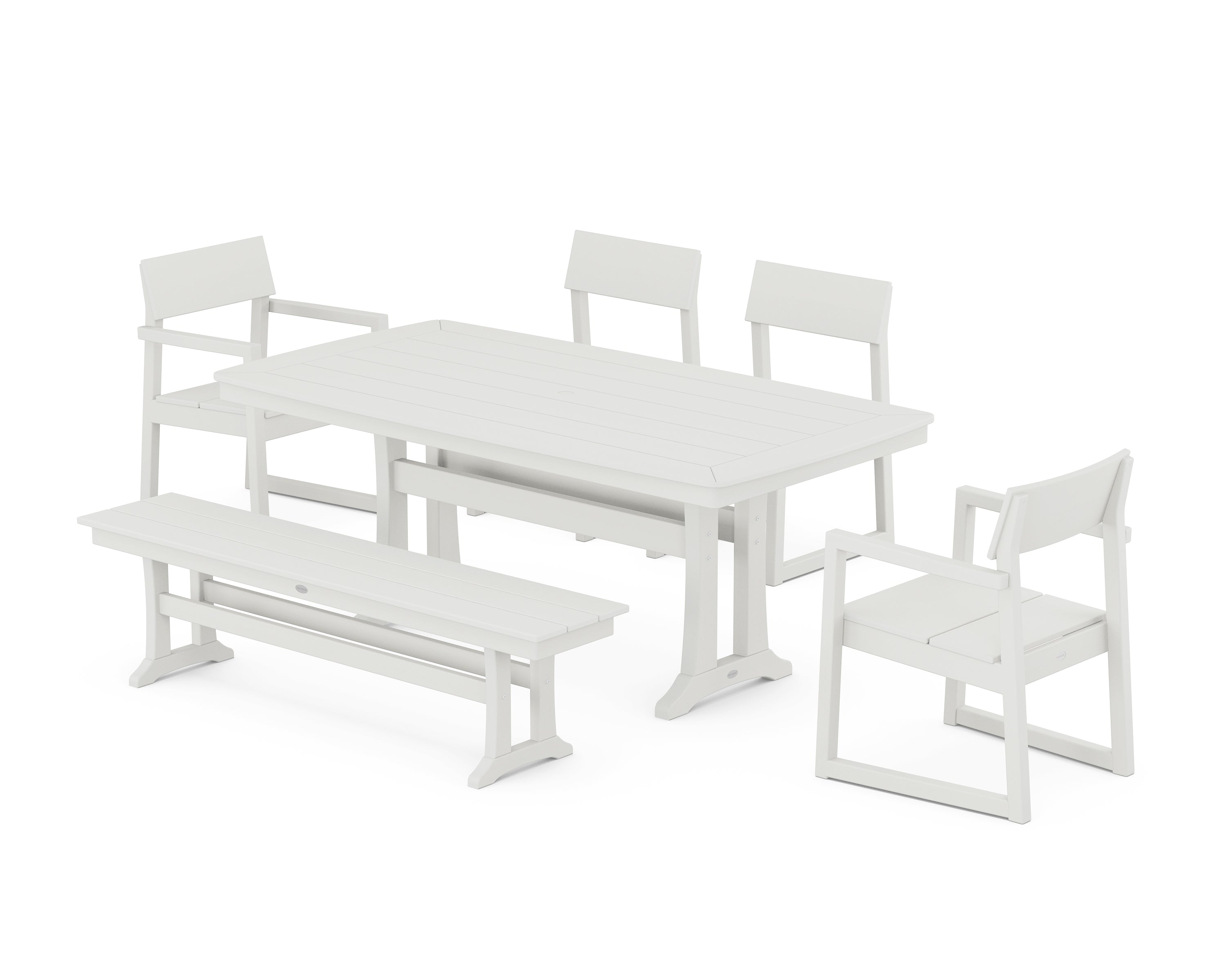 POLYWOOD® EDGE 6-Piece Dining Set with Trestle Legs in Vintage White