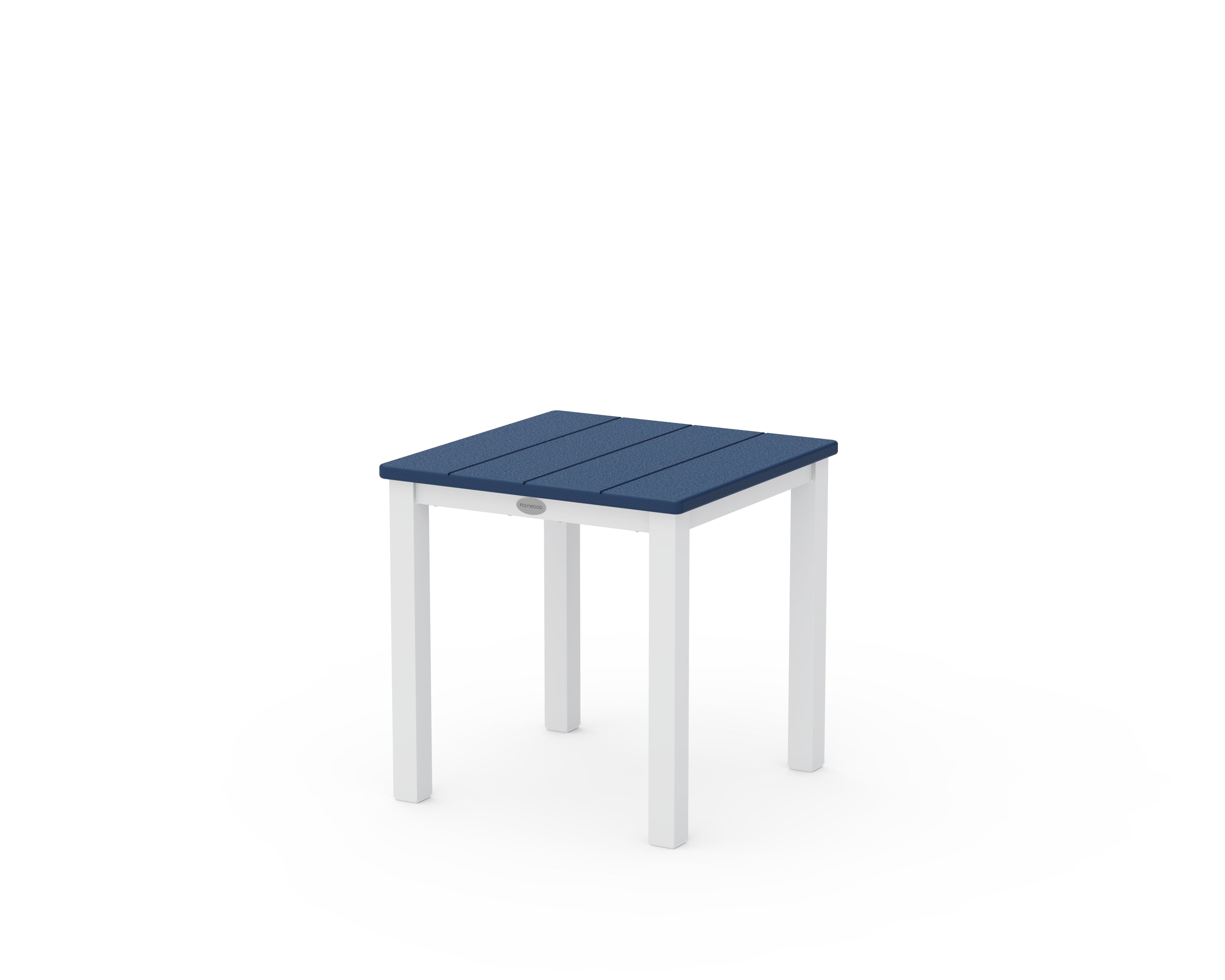 POLYWOOD Main Street 18" Side Table in White / Navy