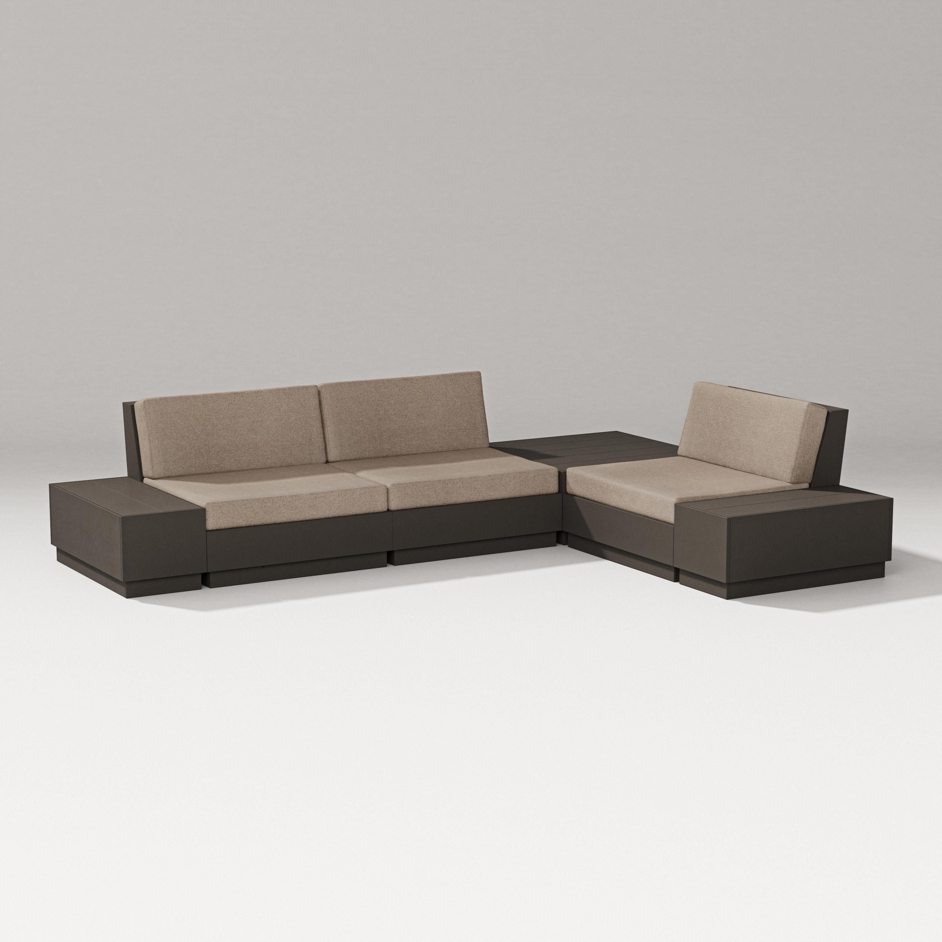 PW Designer Series Elevate 6-Piece Corner Sectional in Vintage Coffee / Spiced Burlap