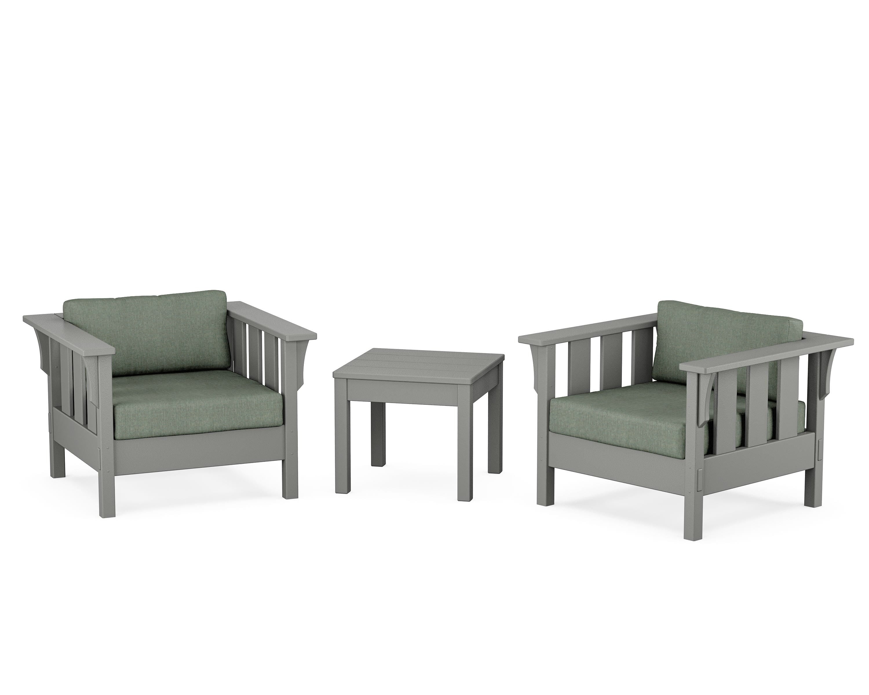 Martha Stewart by POLYWOOD Acadia 3-Piece Deep Seating Set in Slate Grey / Cast Sage