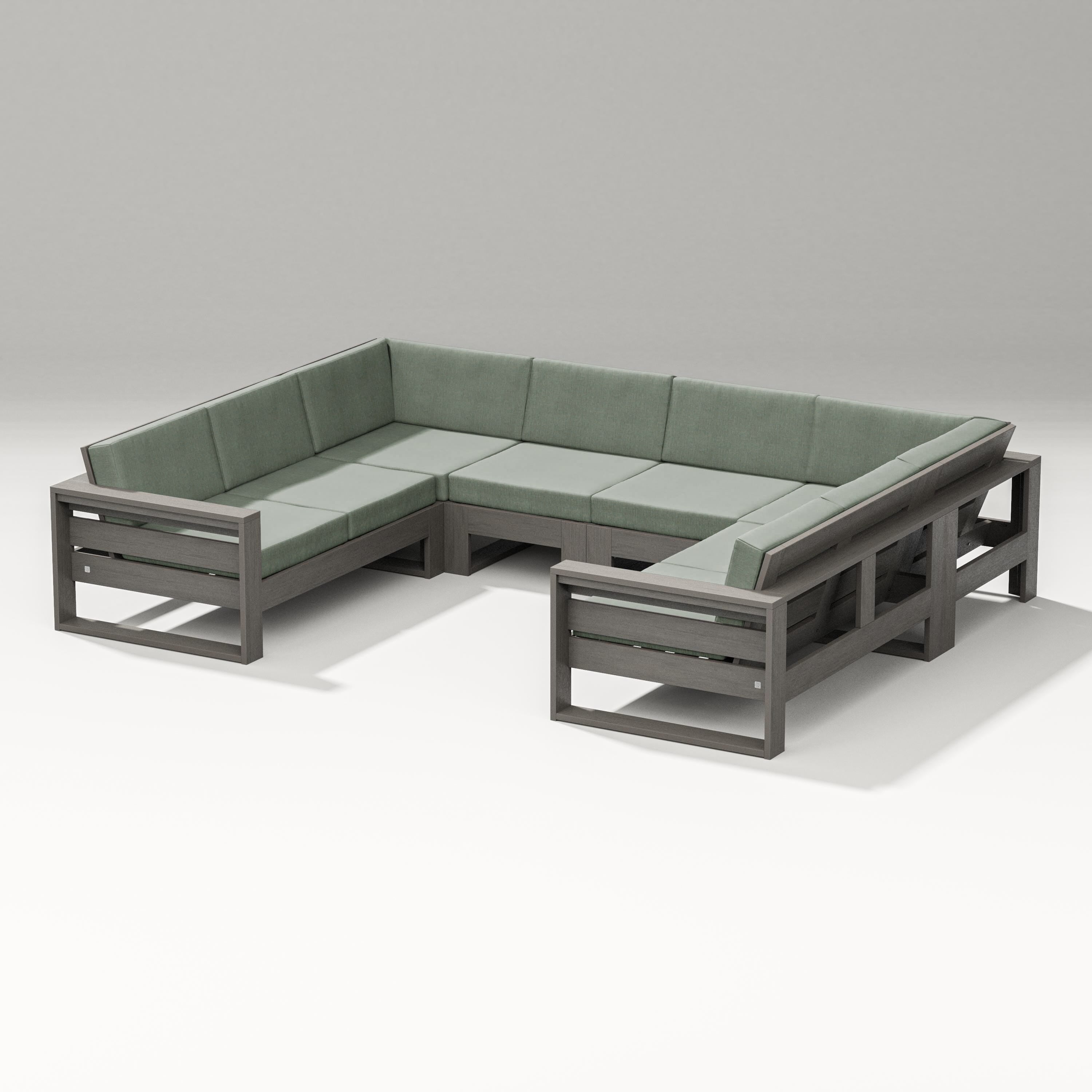 PW Designer Series Latitude U-Shaped Sectional in Driftwood / Cast Sage