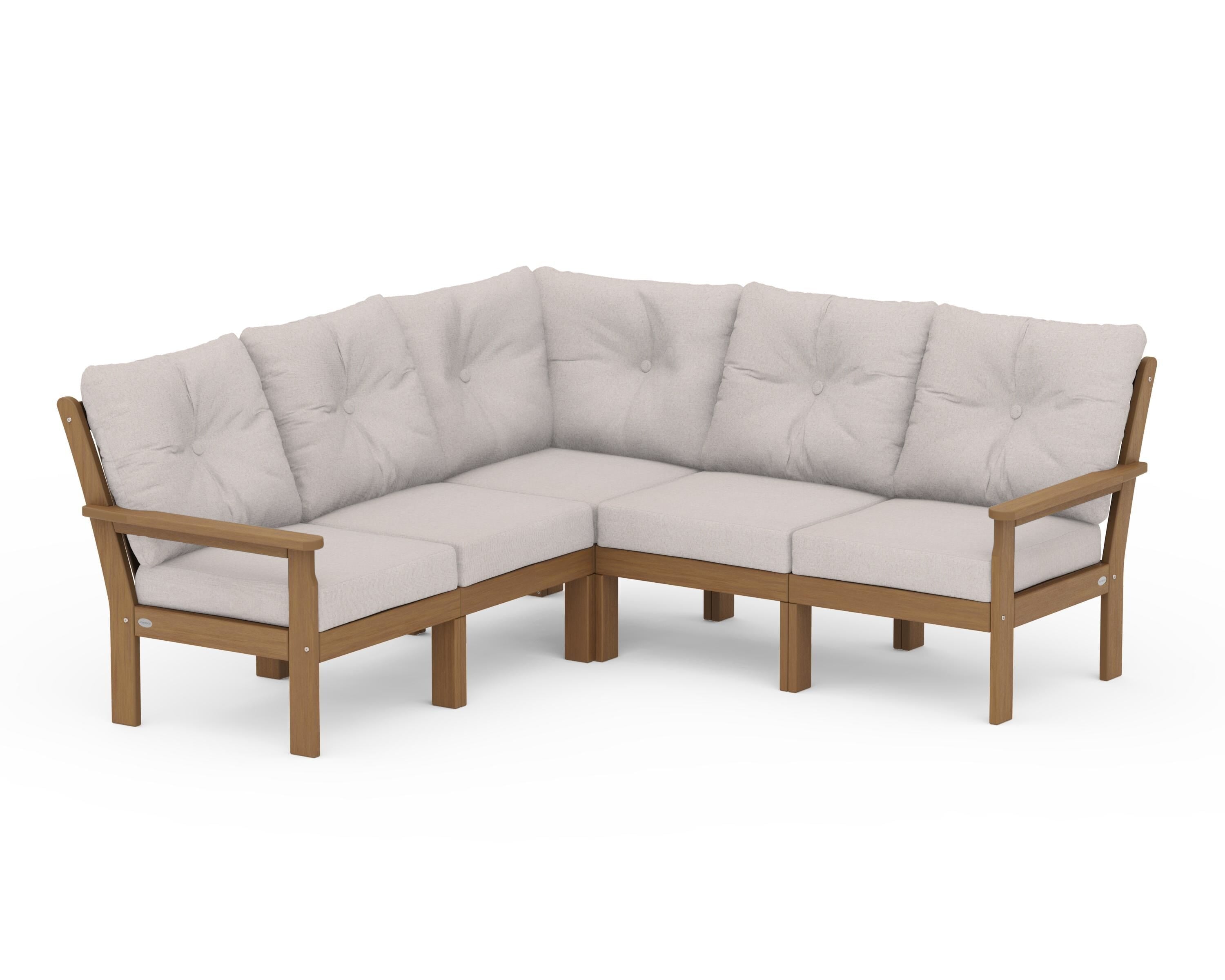 POLYWOOD Vineyard 5-Piece Sectional in Natural / Dune Burlap