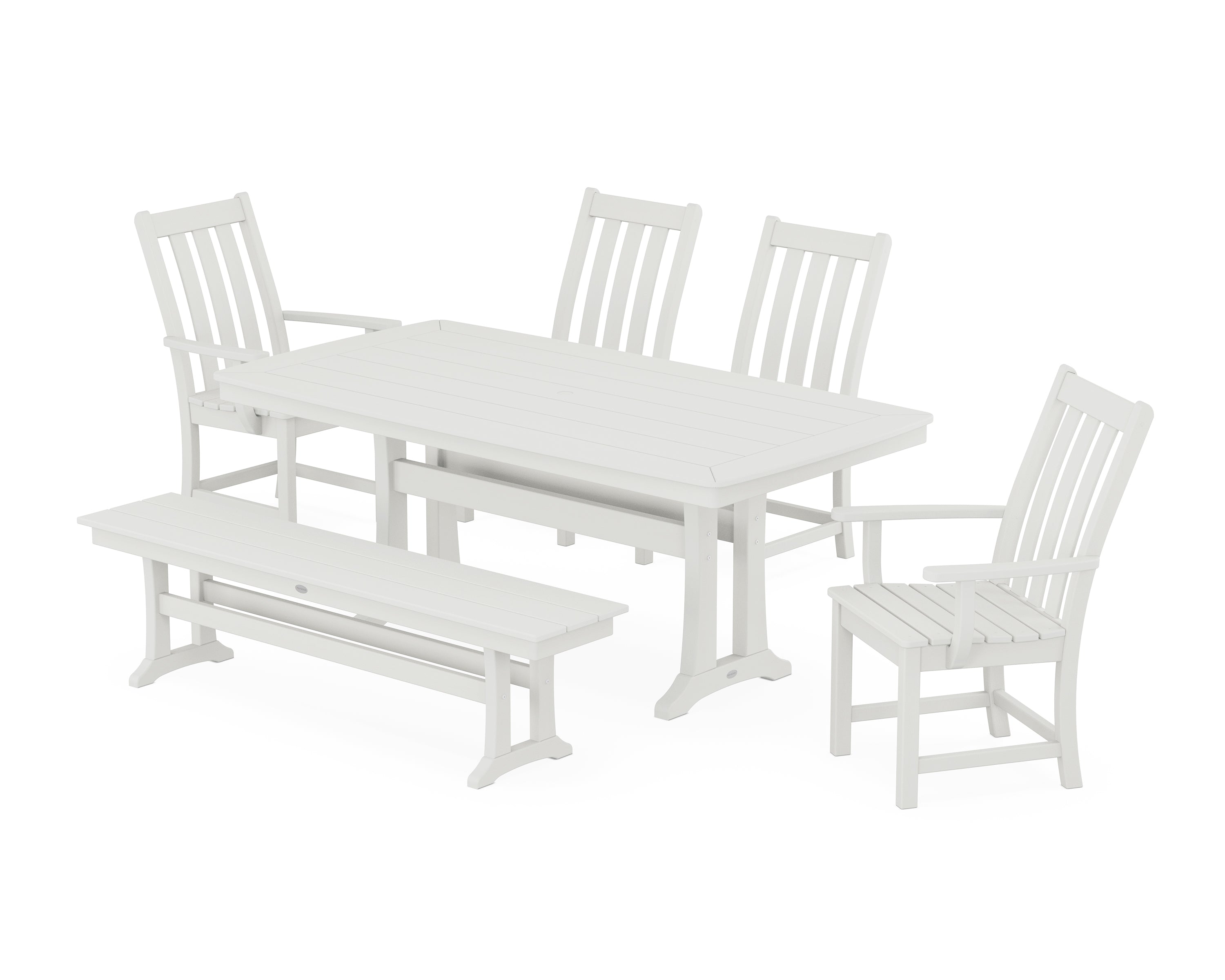 POLYWOOD® Vineyard 6-Piece Dining Set with Trestle Legs in Vintage White