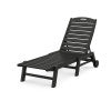 POLYWOOD Nautical Chaise with Wheels in Black