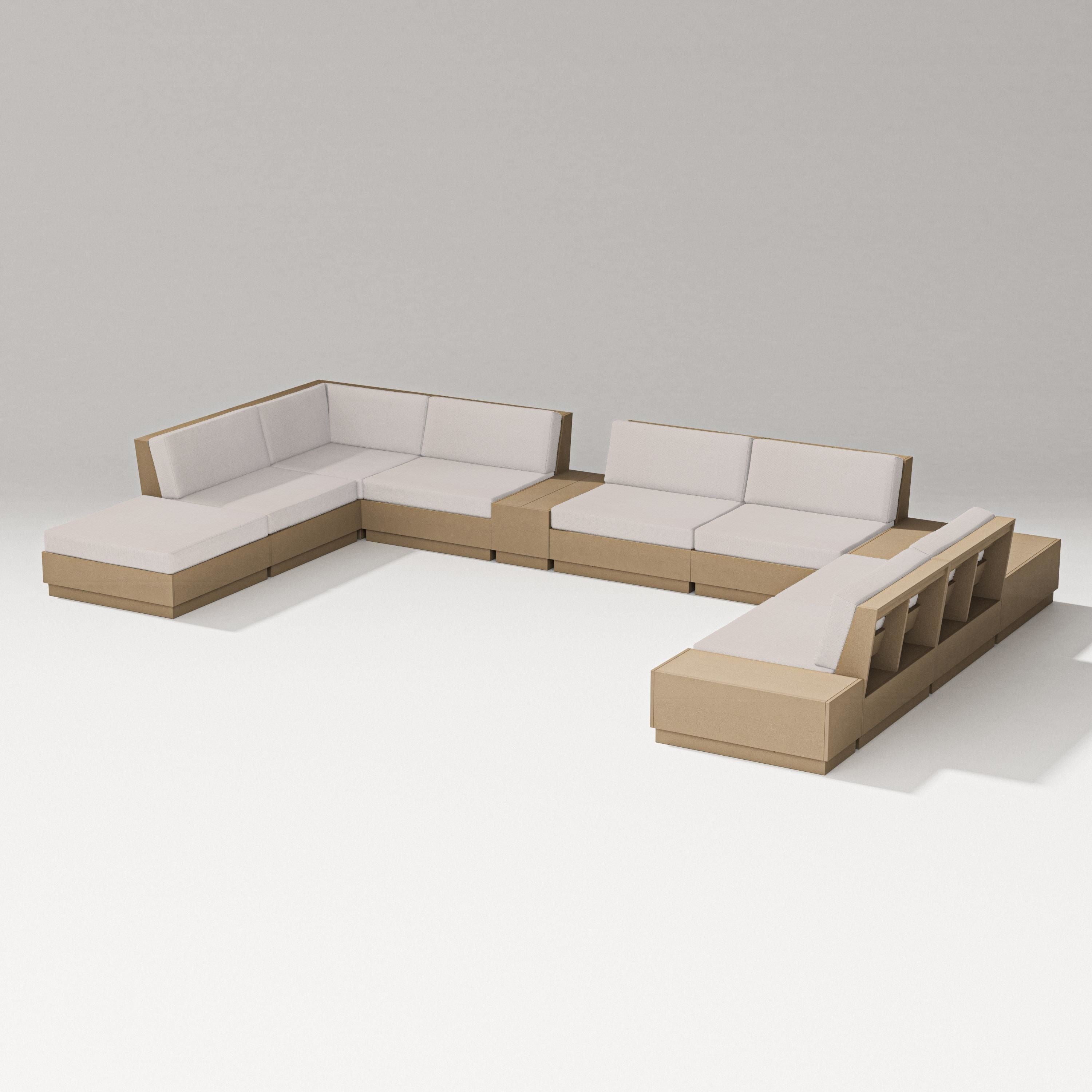 PW Designer Series Elevate 11-Piece Conversation Sectional Set in Vintage Sahara / Dune Burlap