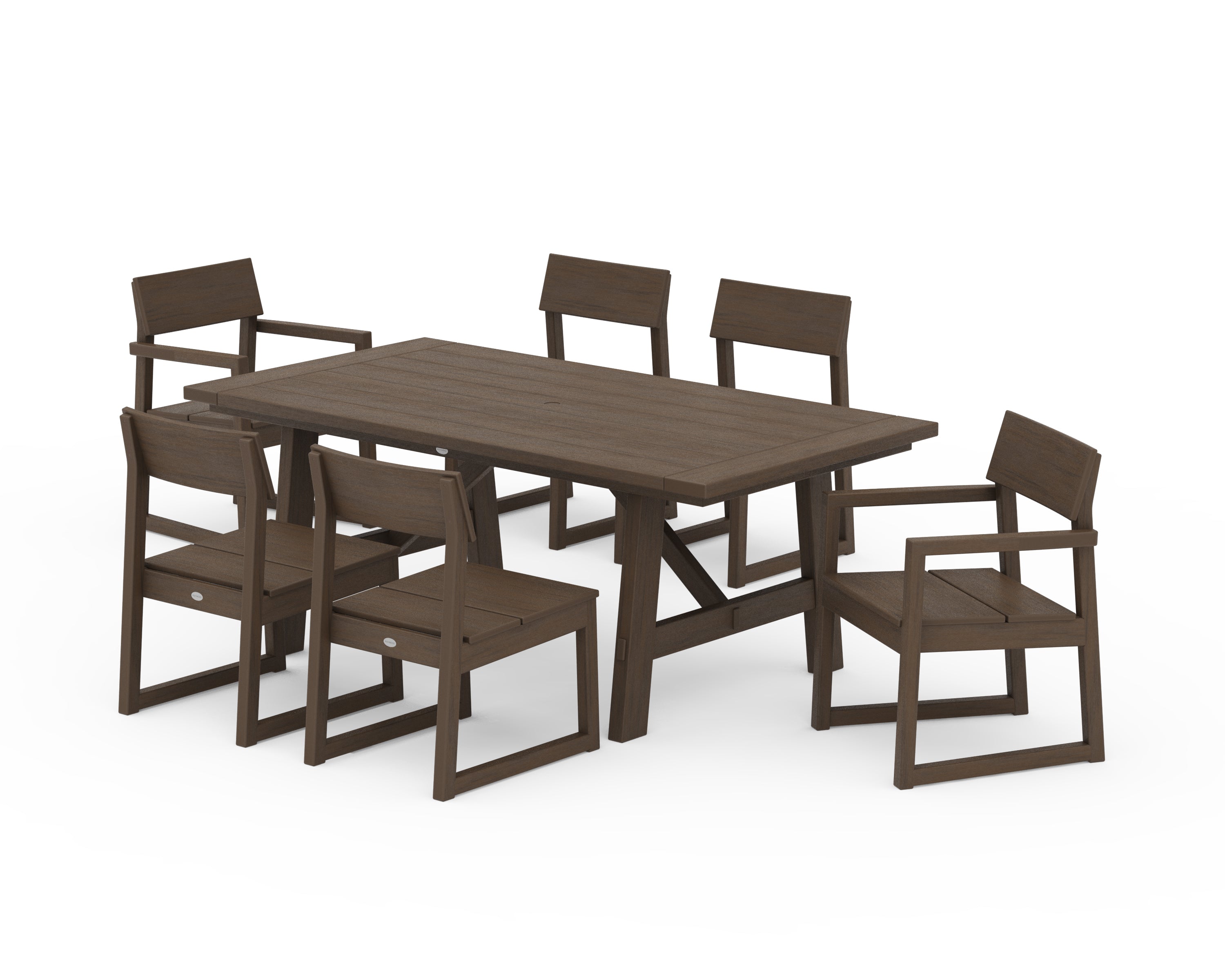 POLYWOOD EDGE 7-Piece Rustic Farmhouse Dining Set in Kona