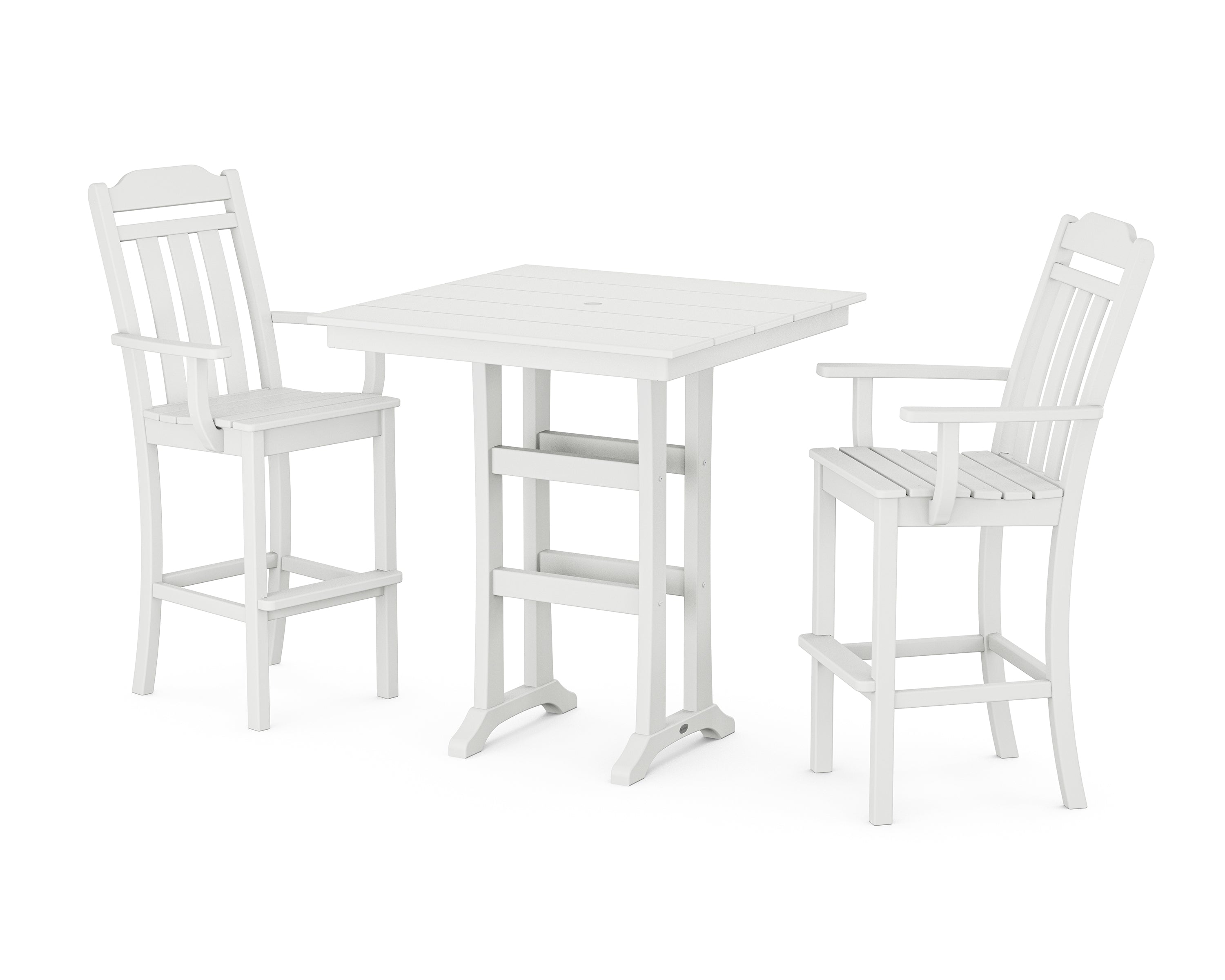 Country Living Cottage 3-Piece Farmhouse Bar Set with Trestle Legs in White