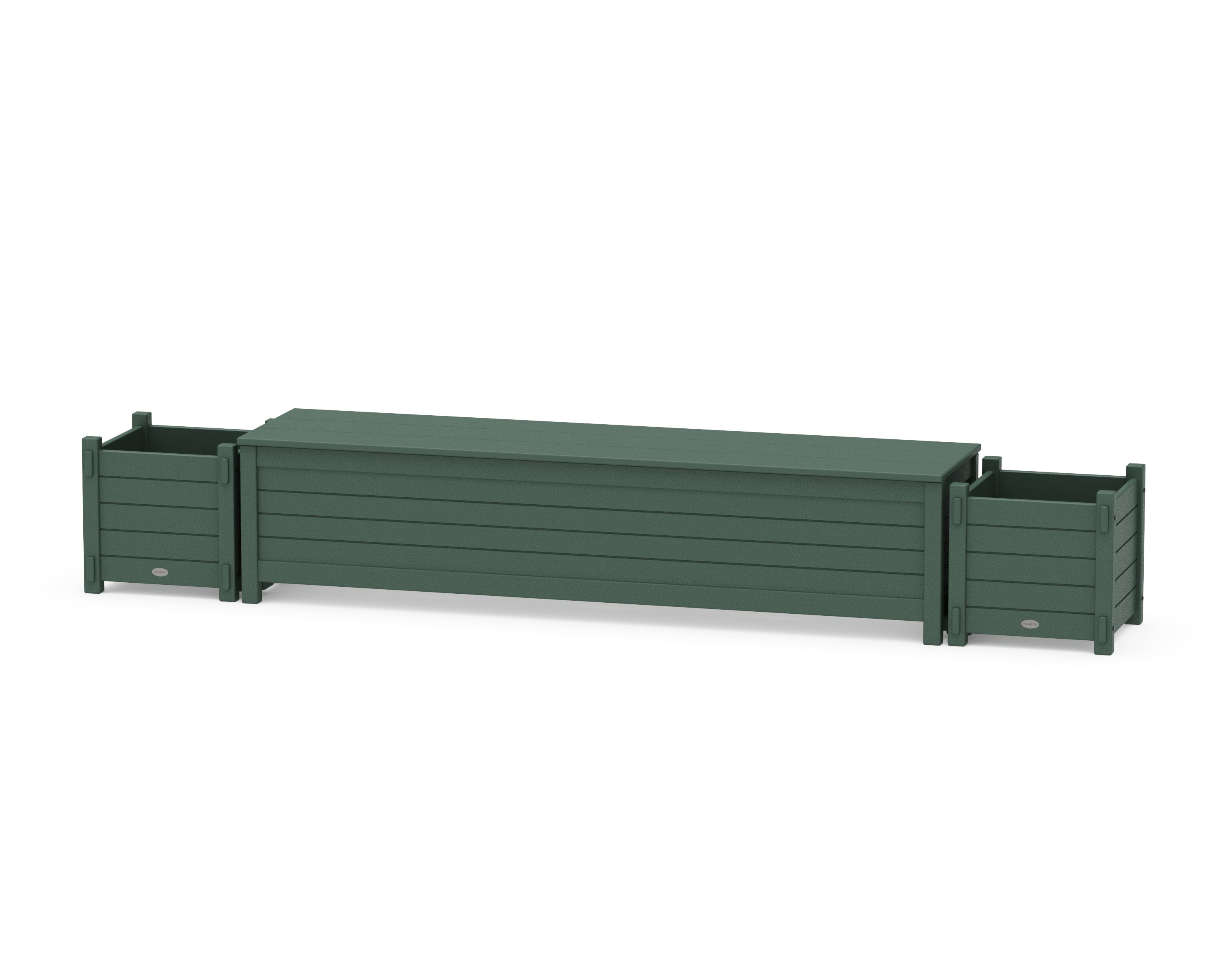 POLYWOOD 72" Nautical Straight Planter Storage Bench Set in Green
