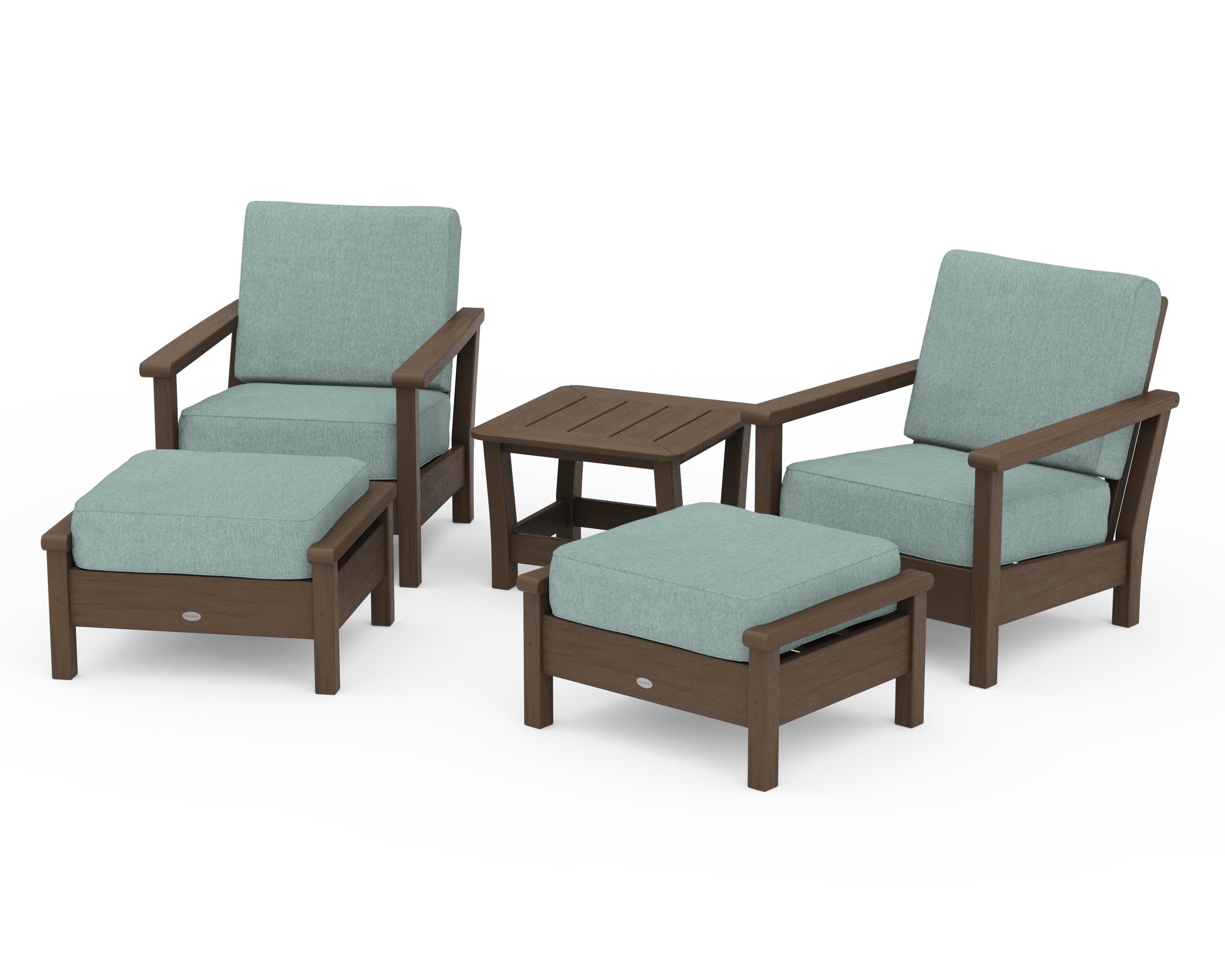 POLYWOOD Harbour 5-Piece Deep Seating Chair Set in Kona / Glacier Spa