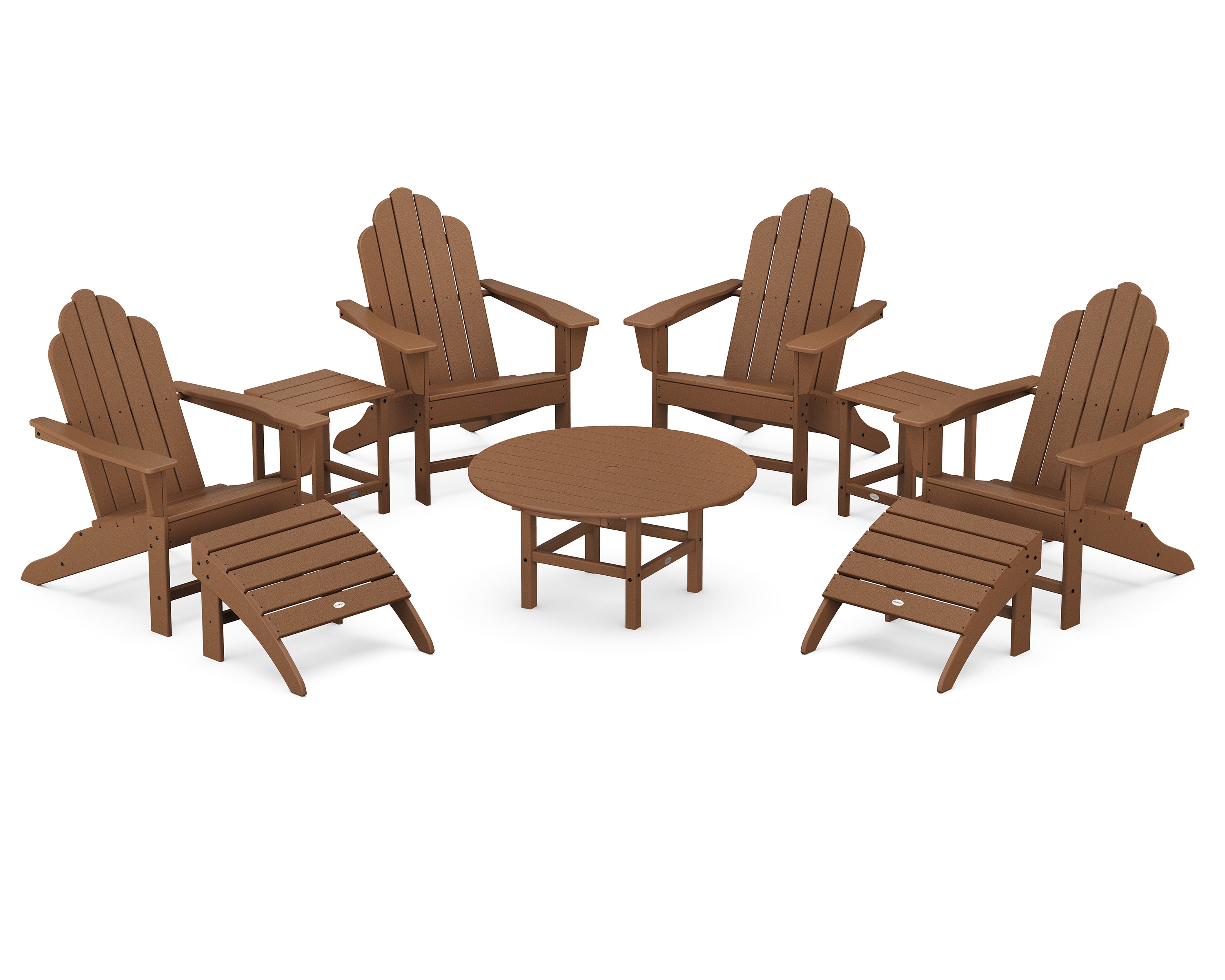 POLYWOOD® Long Island Adirondack 9-Piece Conversation Group in Teak