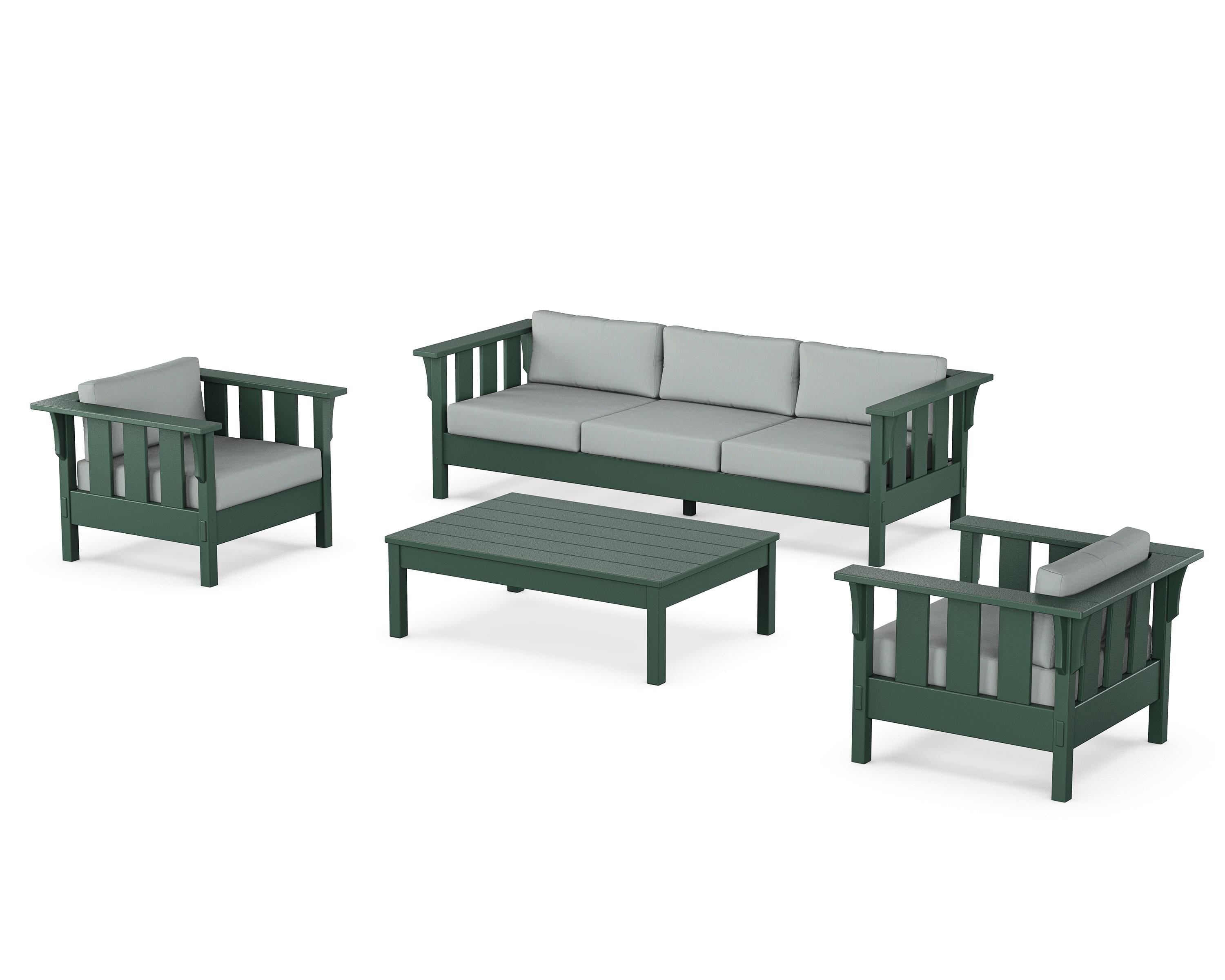 Martha Stewart by POLYWOOD Acadia 4-Piece Deep Seating Set with Sofa in Green / Spa