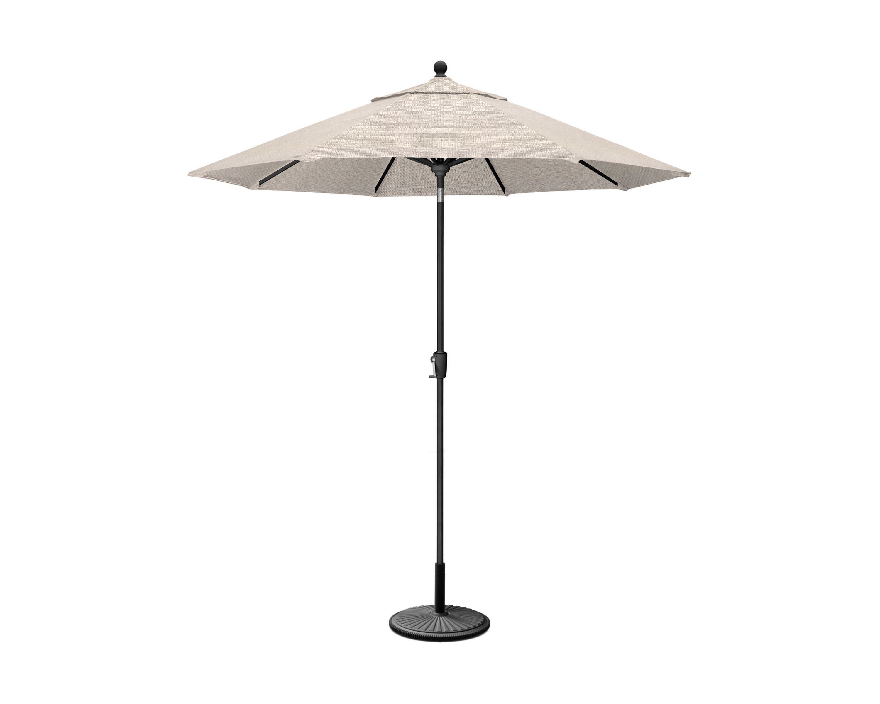 POLYWOOD 9' Tilt Market Umbrella & Base - Bar Height in Black / Blend Linen