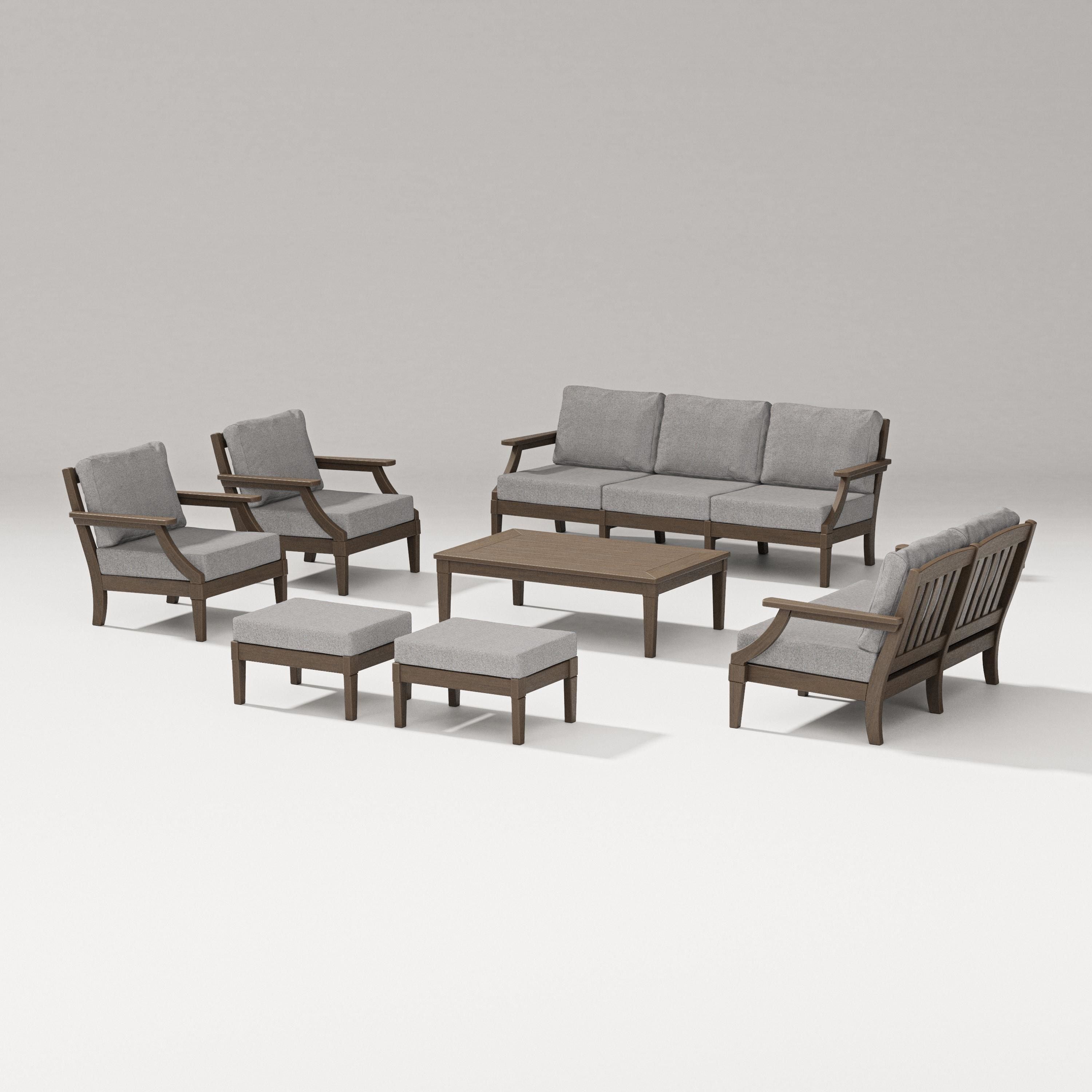 PW Designer Series Estate 7-Piece Lounge Sofa Set in Kona / Grey Mist