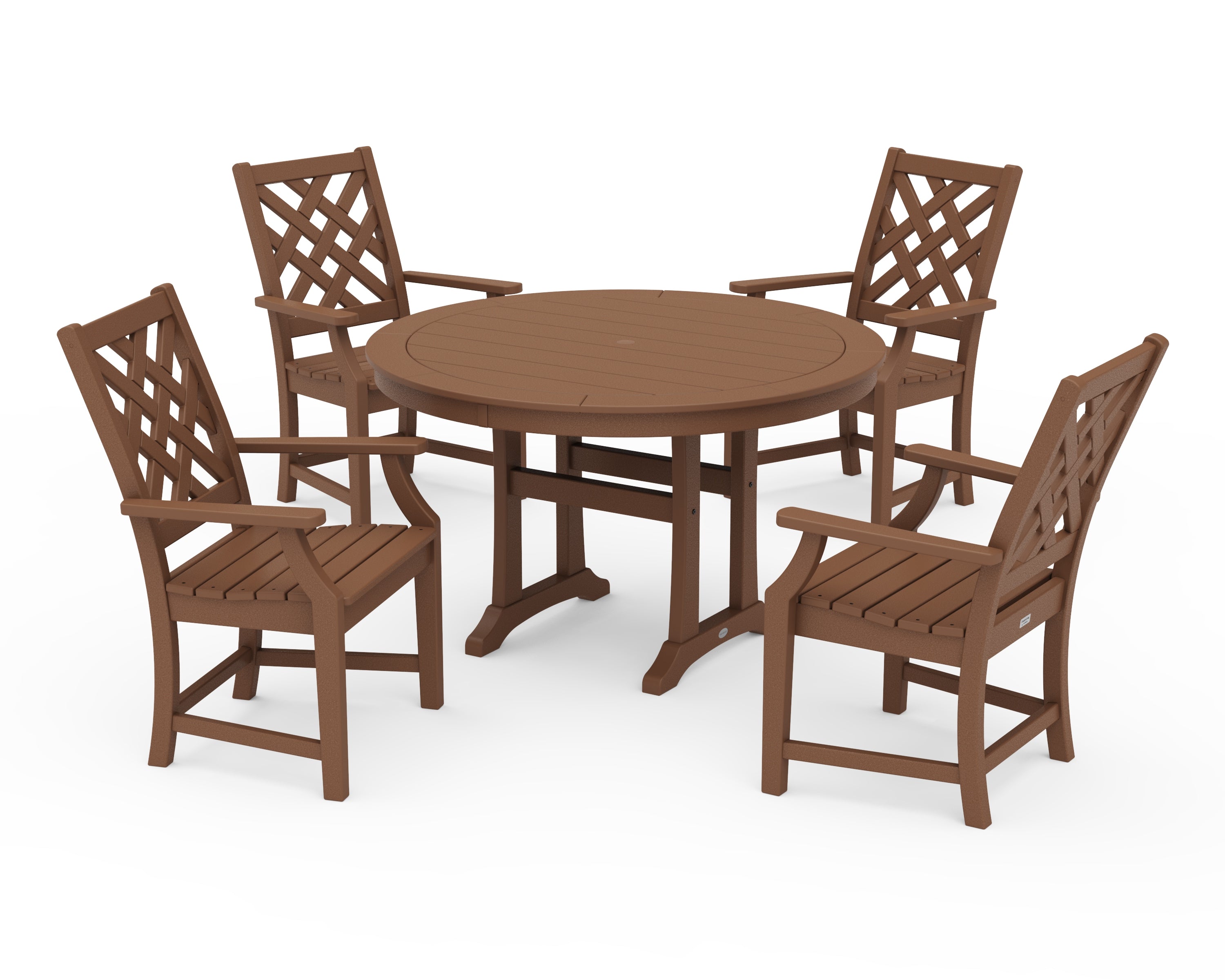 Country Living Wovendale 5-Piece Round Dining Set with Trestle Legs in Teak