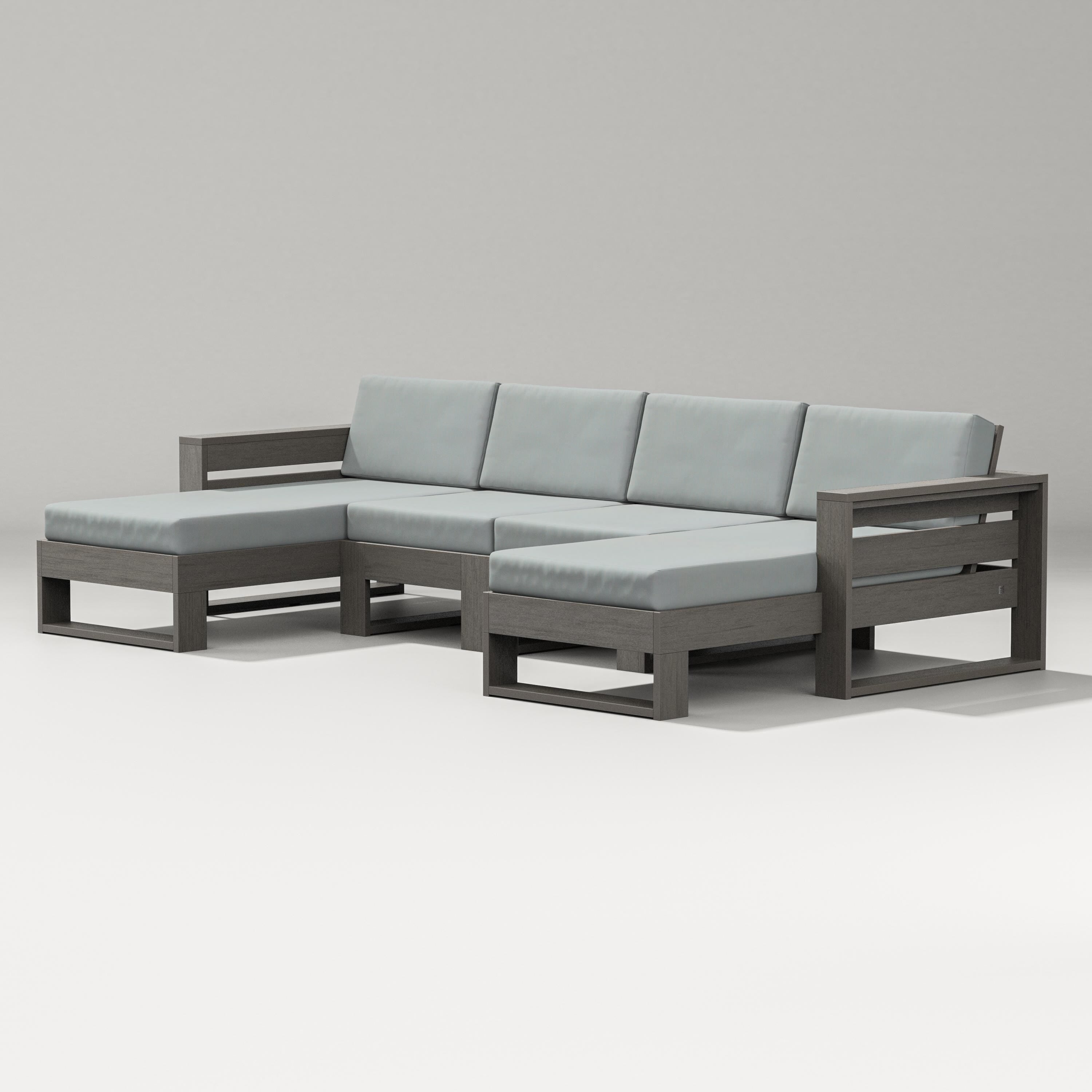PW Designer Series Latitude Double Chaise Sectional in Driftwood / Spa