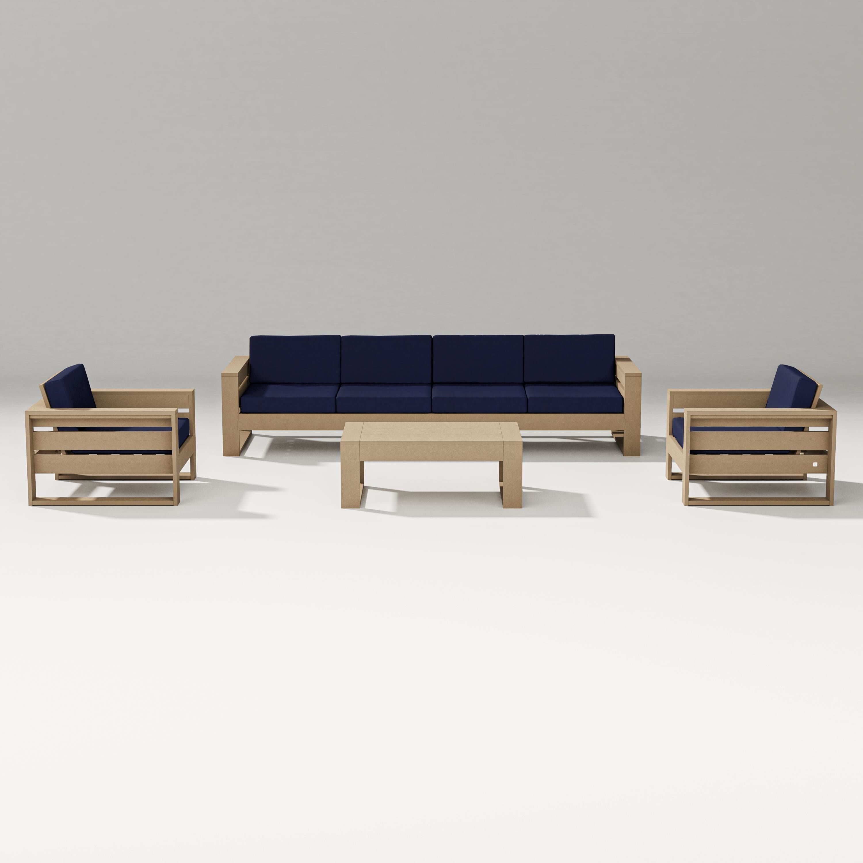 PW Designer Series Latitude 5-Piece Lounge Sofa Set in Vintage Sahara / Navy