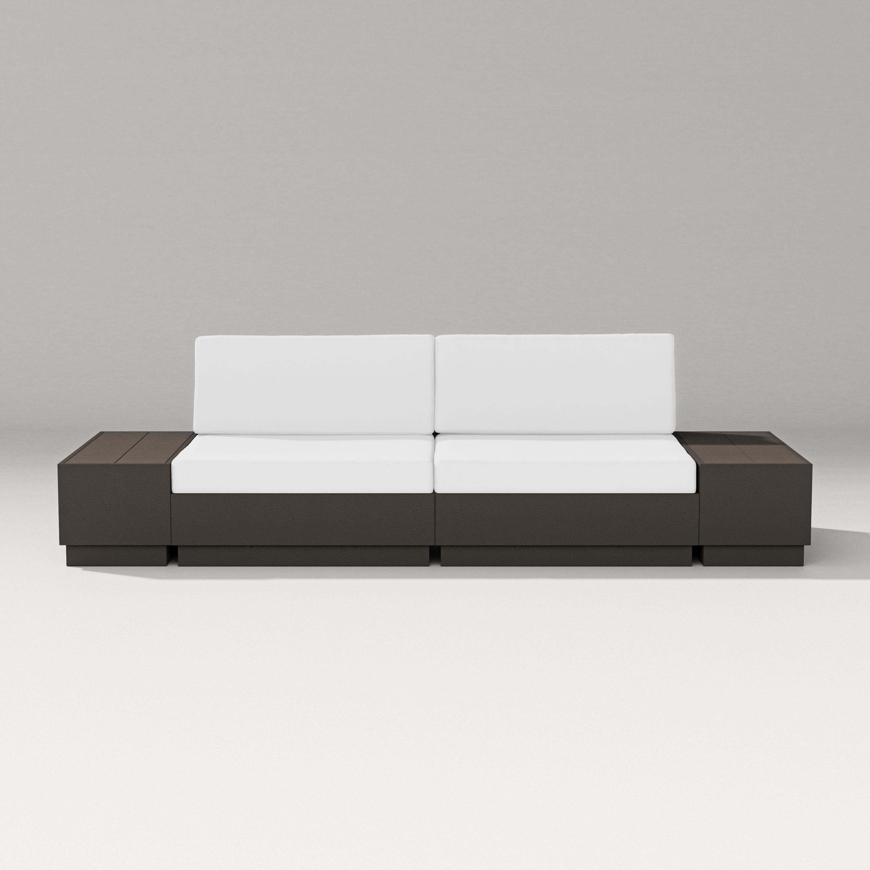 PW Designer Series Elevate 4-Piece Loveseat Sectional in Vintage Coffee / Natural