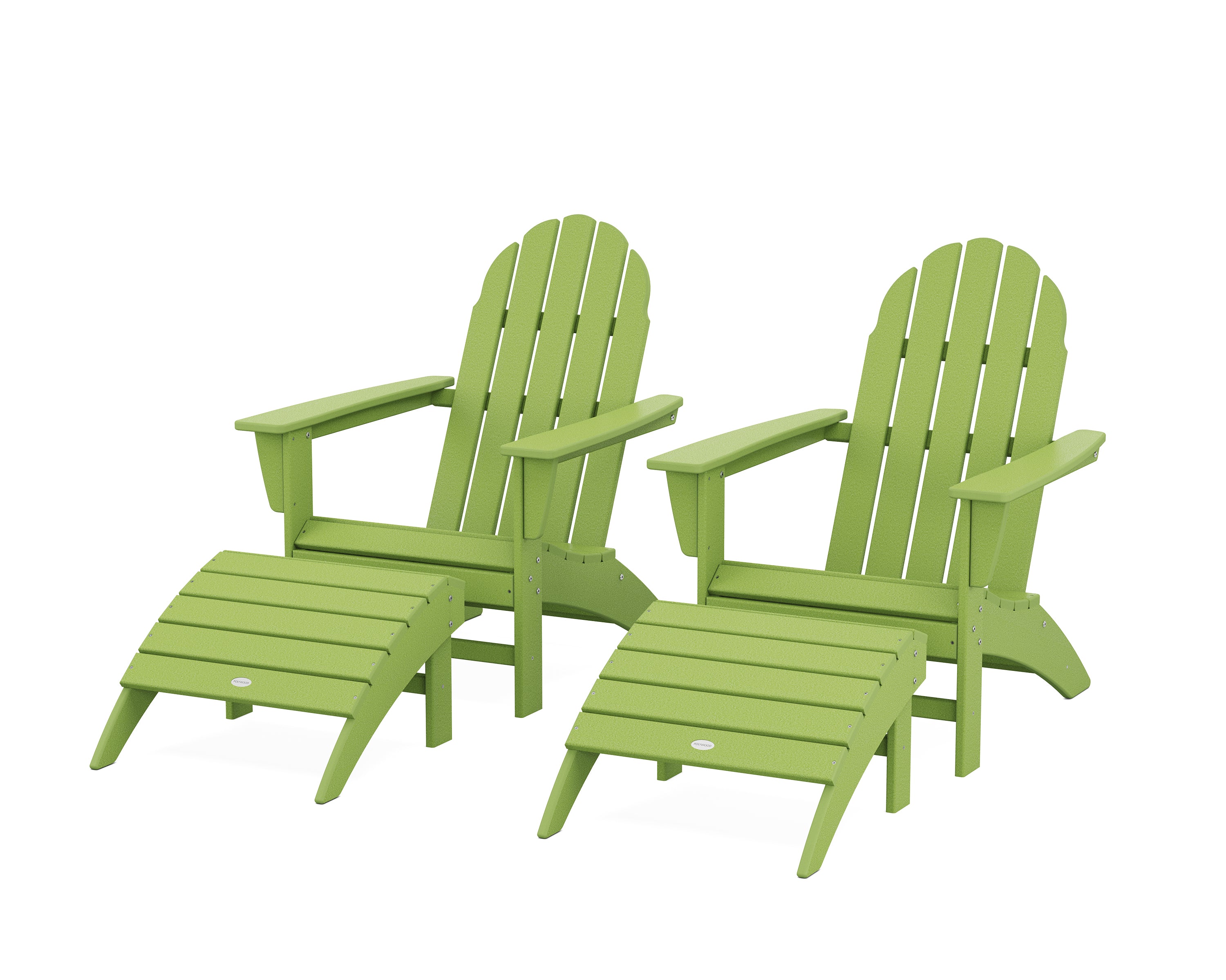 POLYWOOD® Vineyard Adirondack Chair 4-Piece Set with Ottomans in Lime