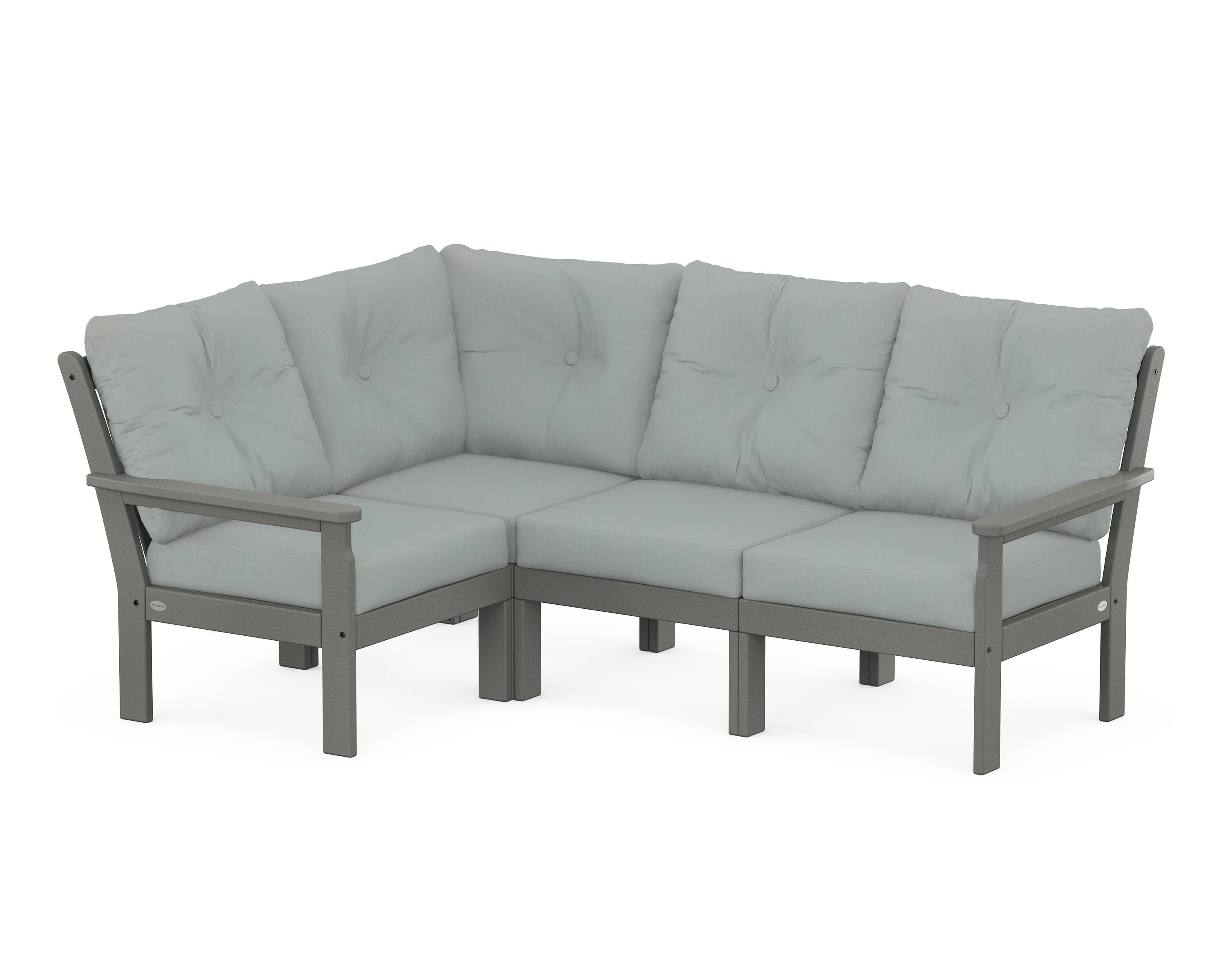 POLYWOOD Vineyard 4-Piece Sectional in Slate Grey / Spa