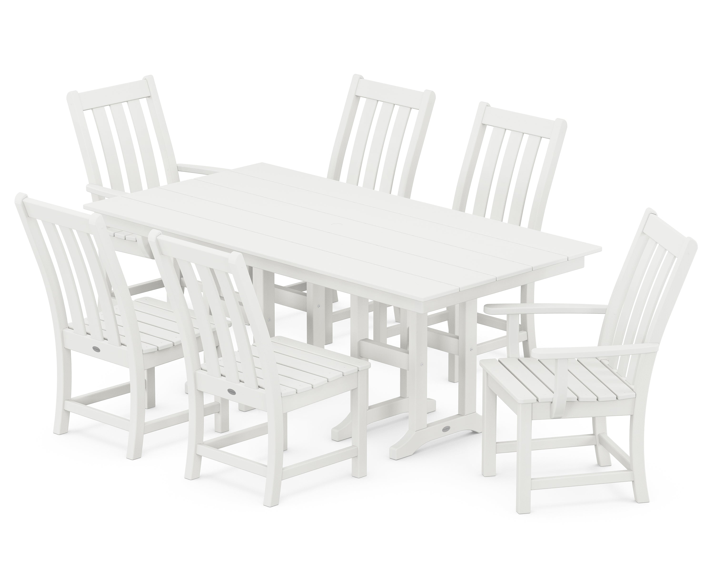 POLYWOOD® Vineyard 7-Piece Farmhouse Dining Set in Vintage White