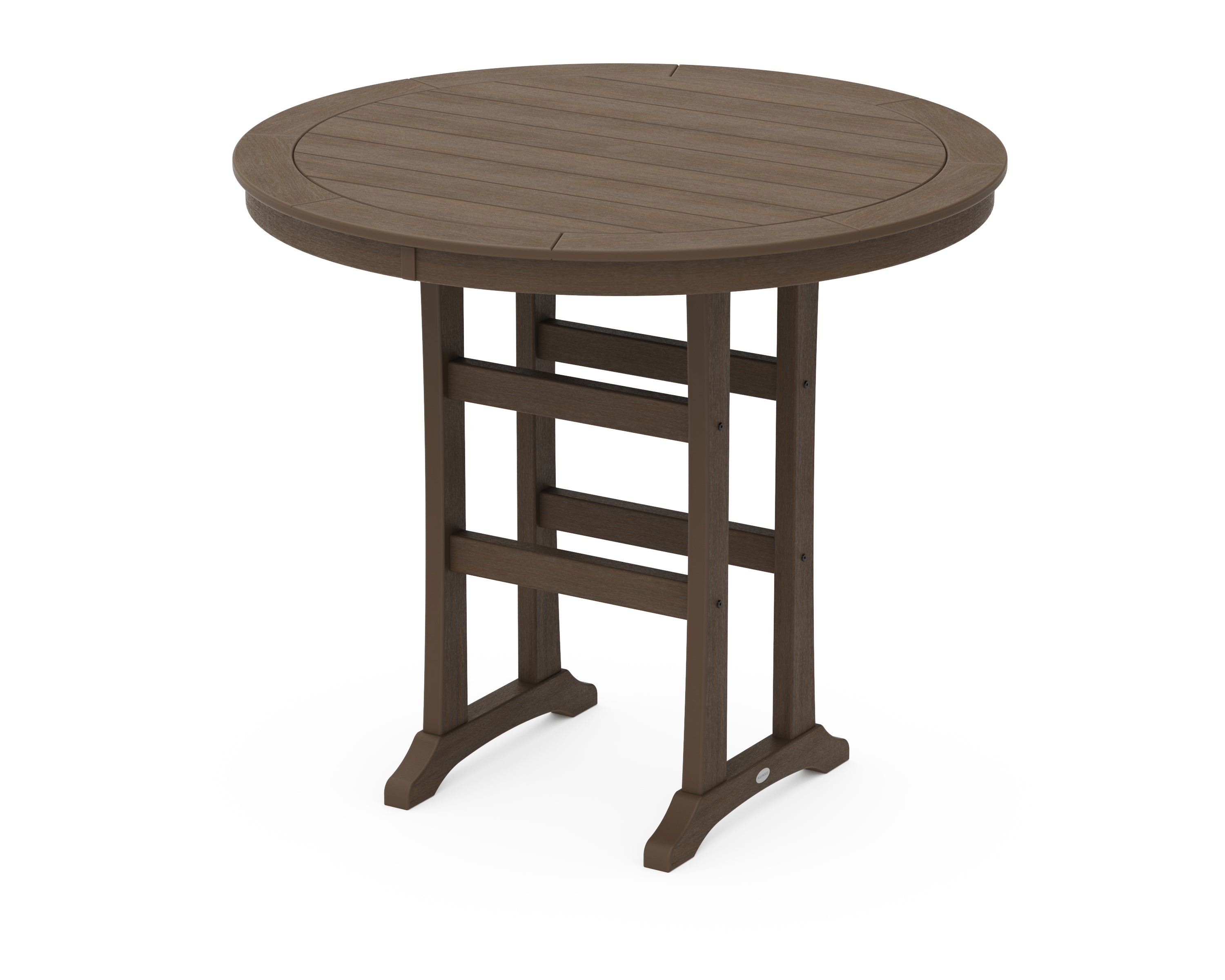 POLYWOOD Nautical Trestle 48" Round Bar Table in Kona