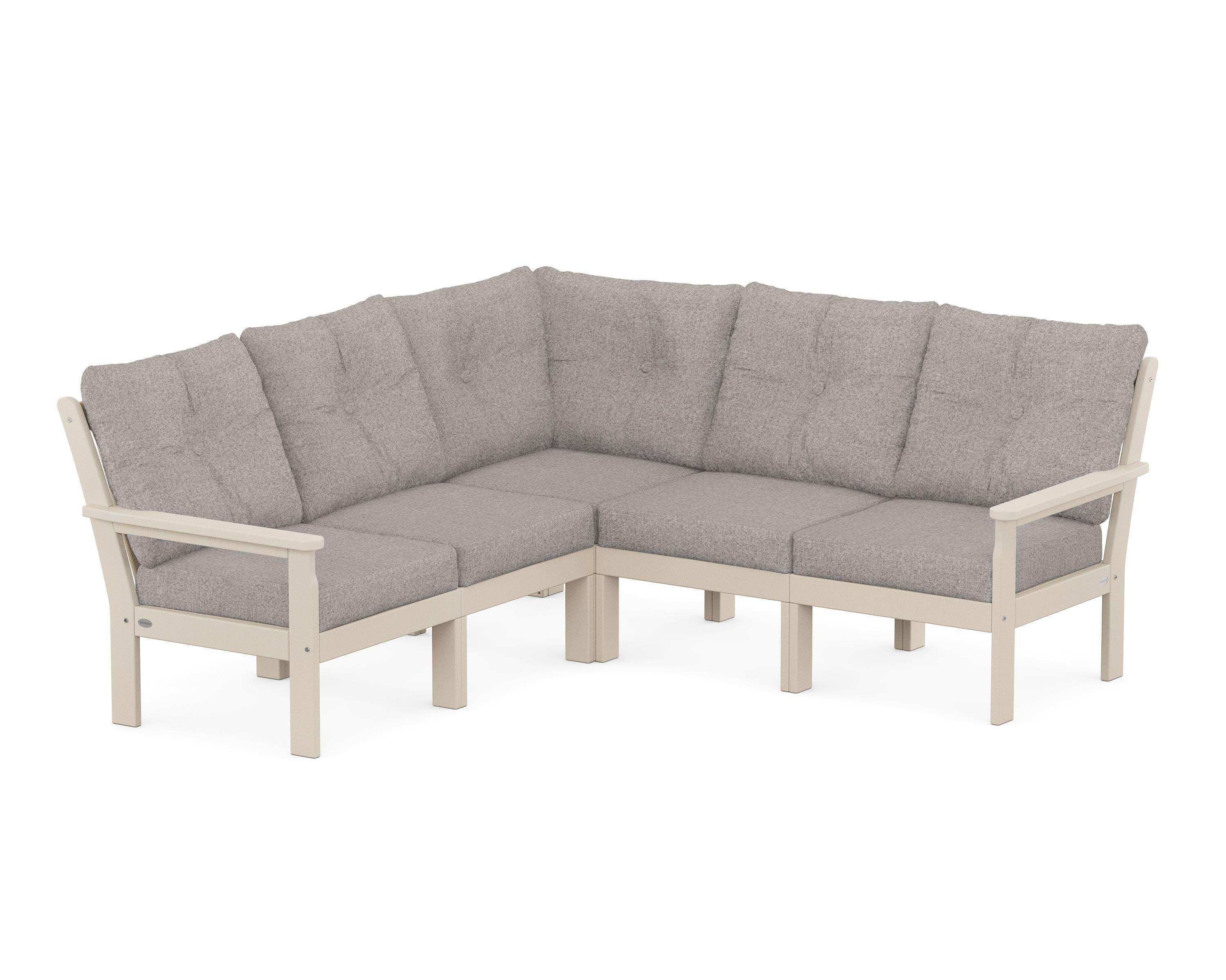 POLYWOOD Vineyard 5-Piece Sectional in Sand / Weathered Tweed