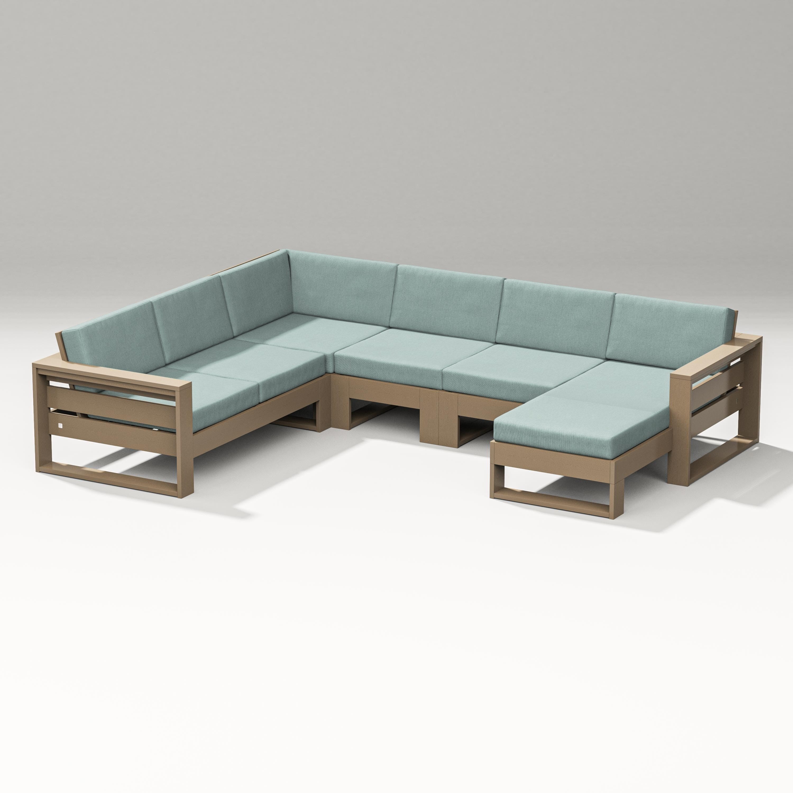 PW Designer Series Latitude Corner Sectional with Right Chaise in Vintage Sahara / Glacier Spa