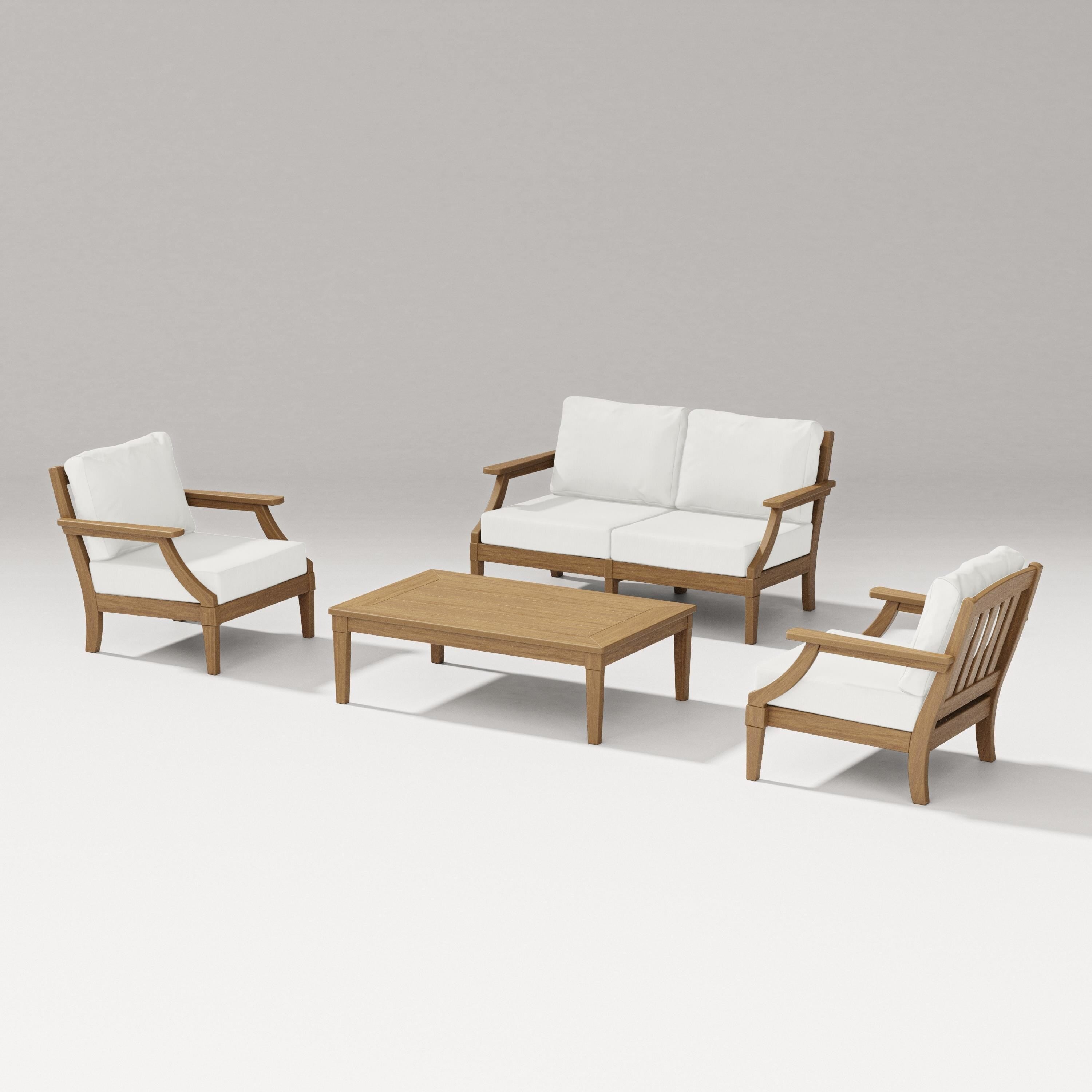 PW Designer Series Estate Lounge 4-Piece Loveseat Set in Natural / Natural Linen