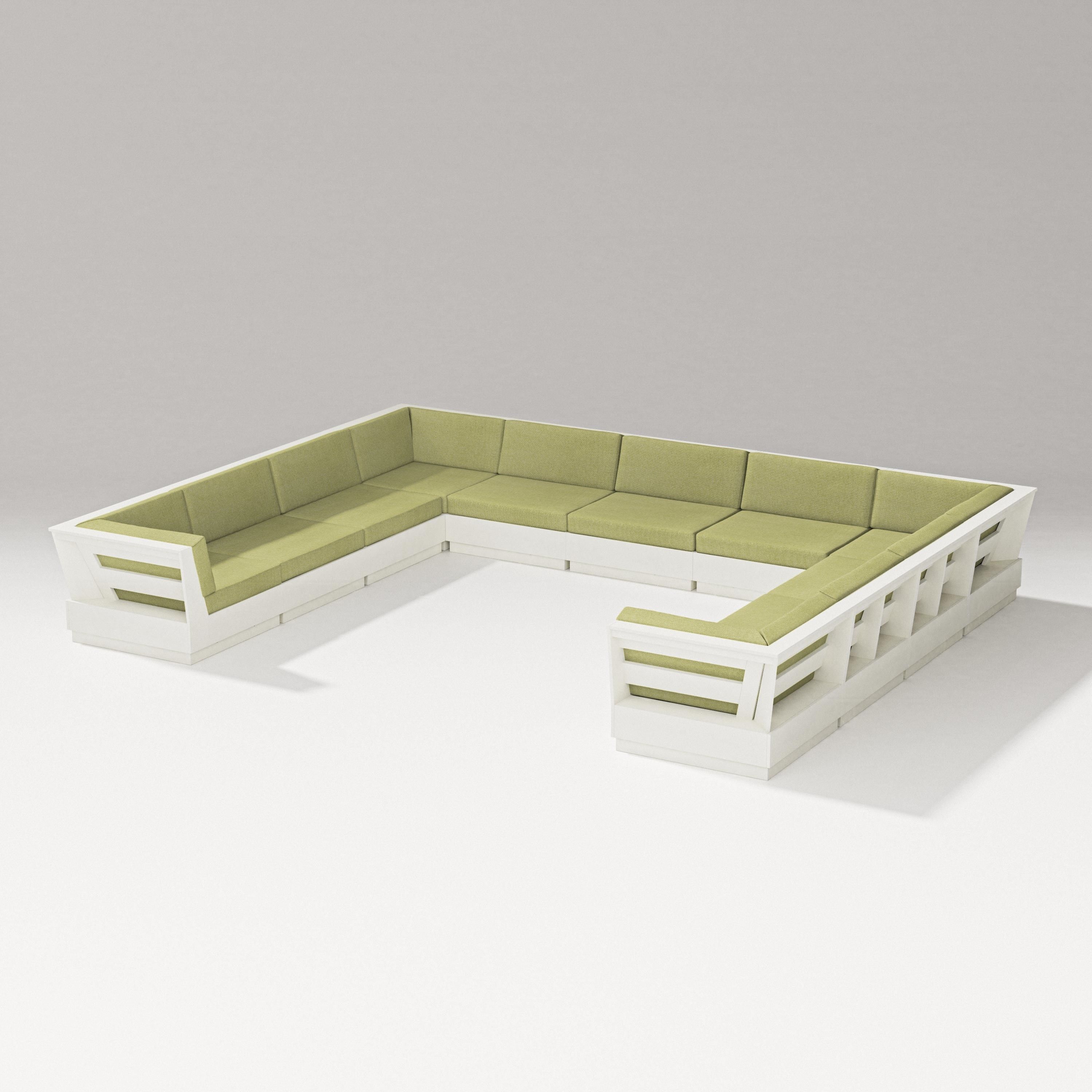 PW Designer Series Elevate Large U-Shaped Sectional in Vintage White / Chartreuse Boucle